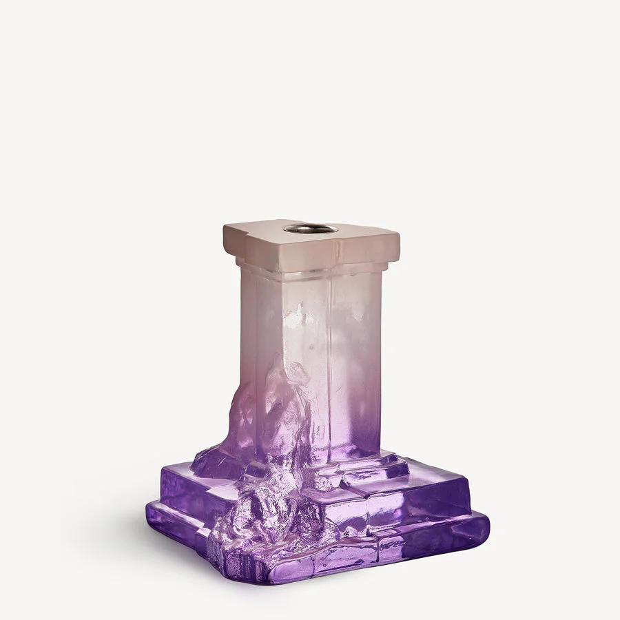 Kosta Boda Rocky Baroque Candlestick Lilac Haze Medium
