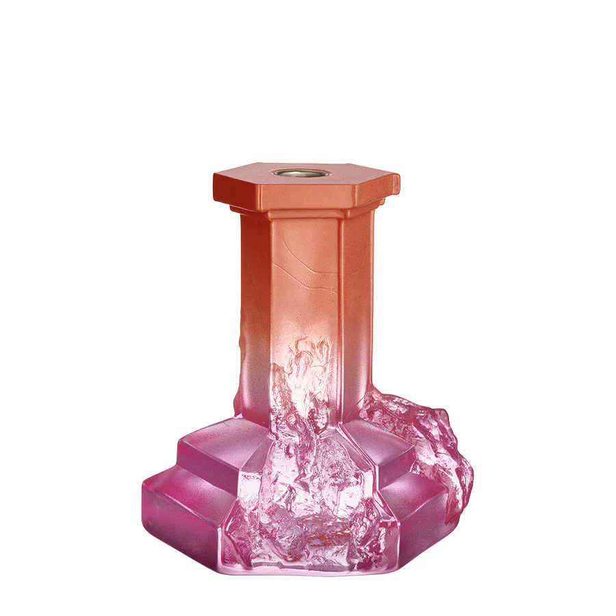 Kosta Boda Rocky Baroque Candlestick Spicy Rose Large