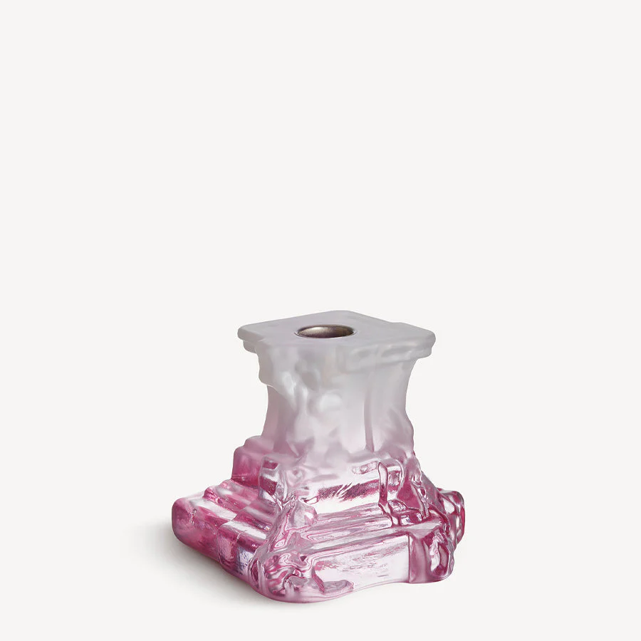 Kosta Boda Rocky Baroque Candlestick Spicy Rose Small