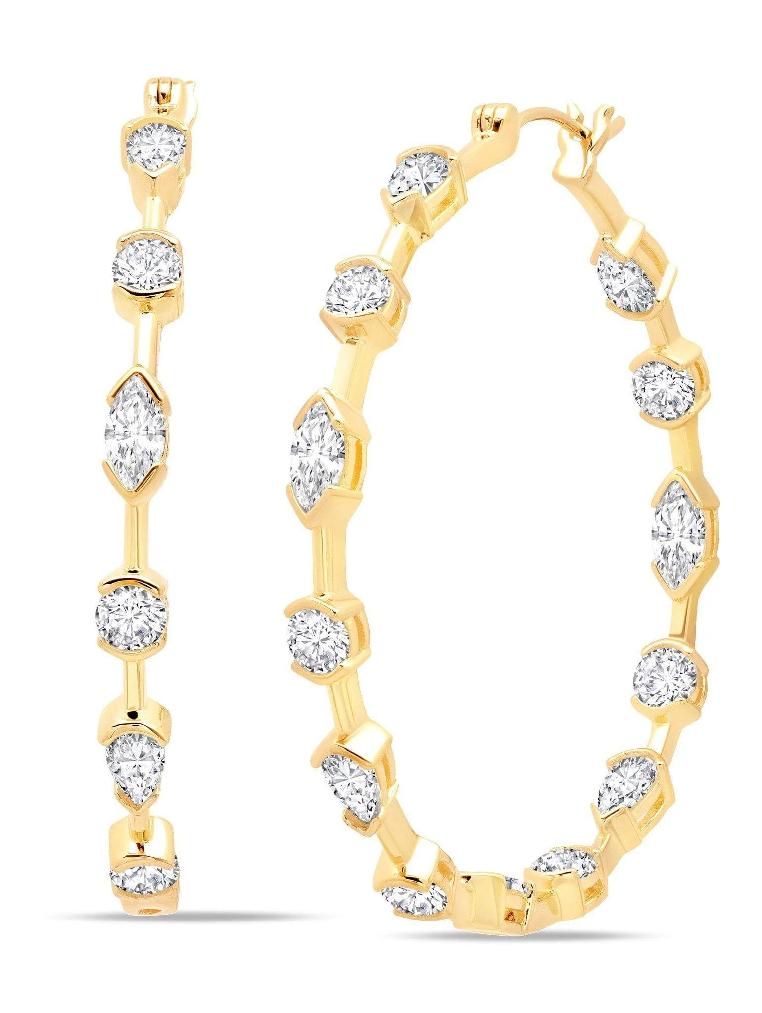 Crislu Lavish Cubic Zirconia Hoop Earrings Finished in 18kt Gold