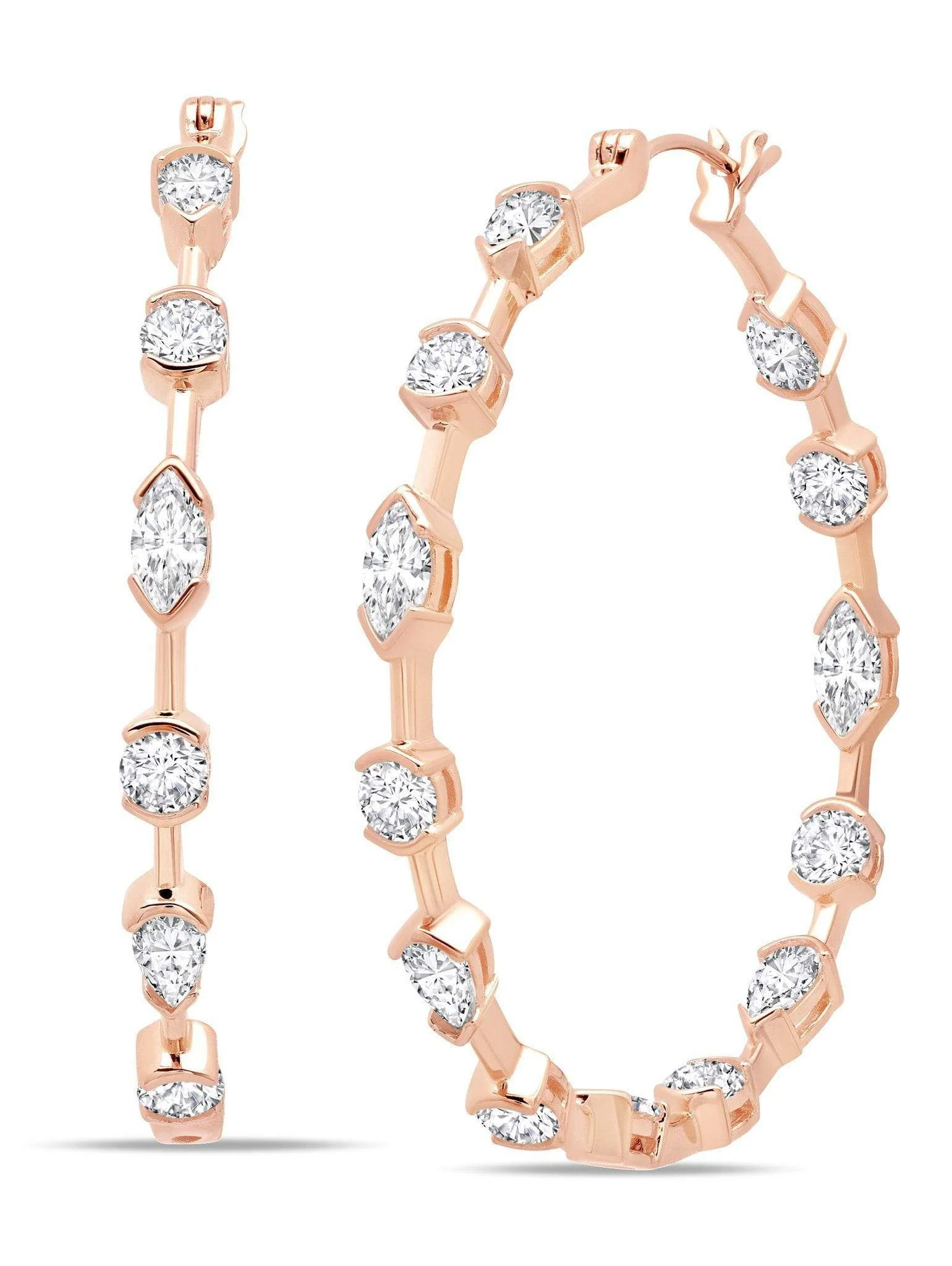 Crislu Lavish Cubic Zirconia Hoop Earrings Finished in 18kt Rose Gold
