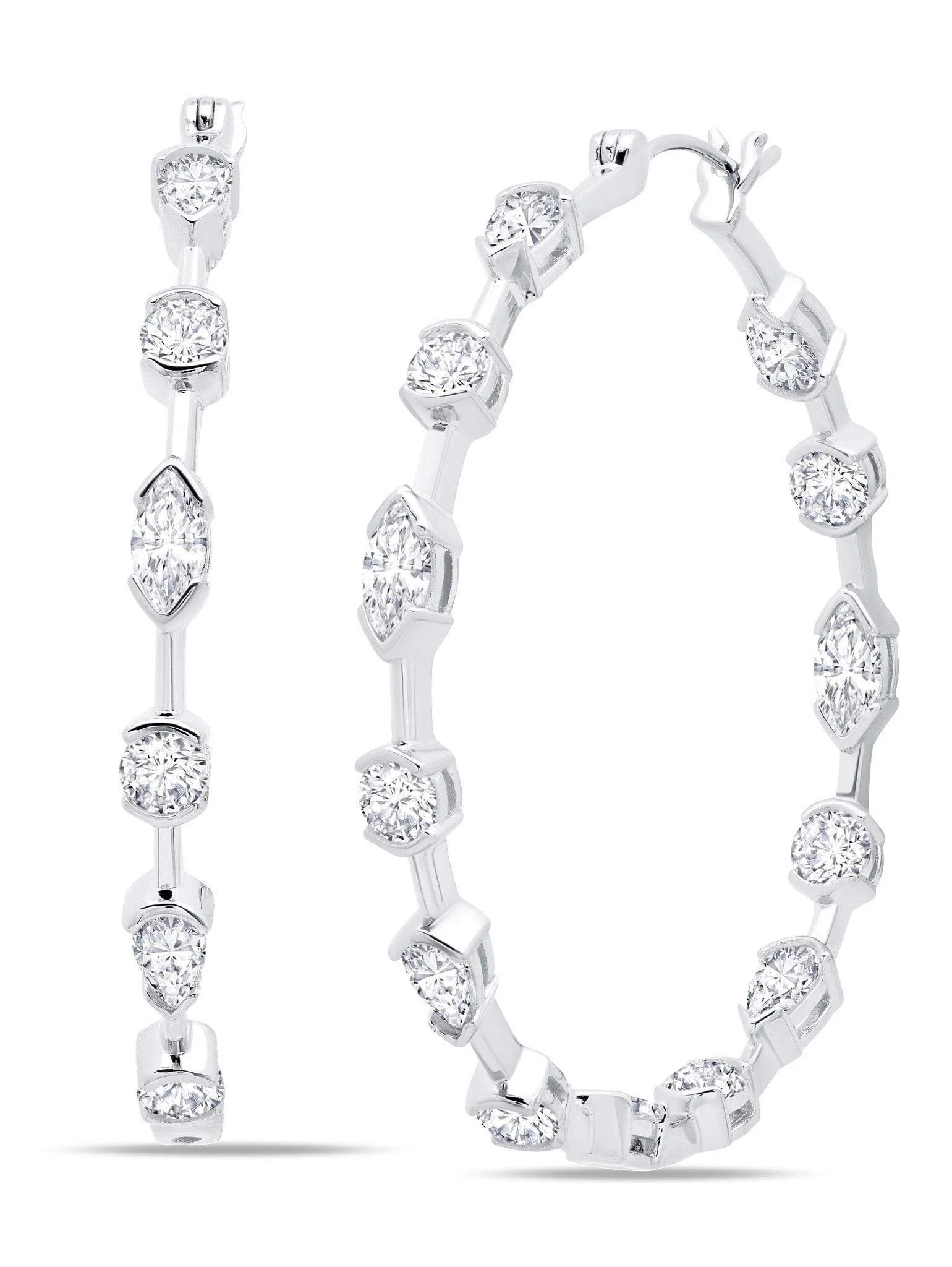 Crislu Lavish Cubic Zirconia Hoop Earrings Finished in Pure Platinum