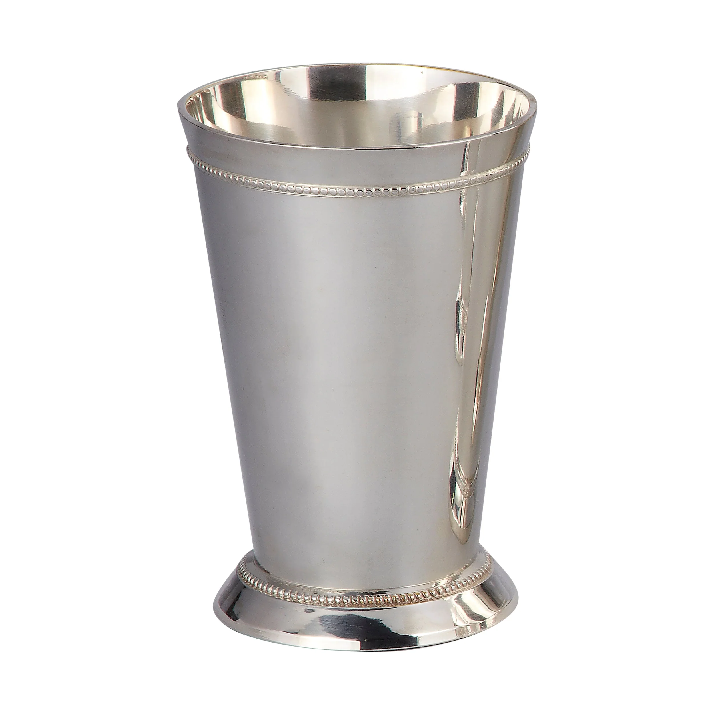 Beaded Mint Julep Cup, 6.5" Ht, SP over Brass, 22 oz