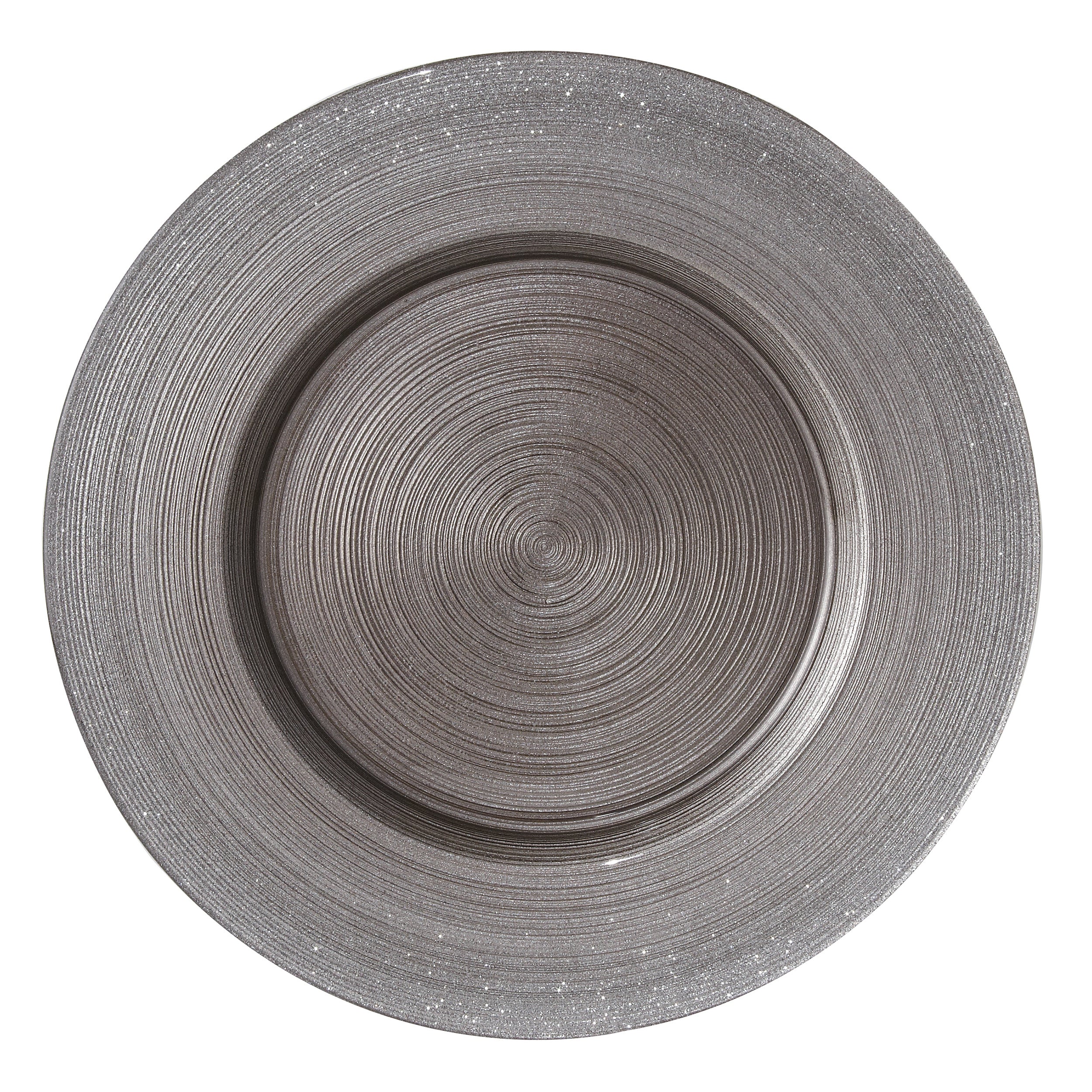 Charger Metallic Gray w/Glitter Edge, Set of 4, 13" Dia