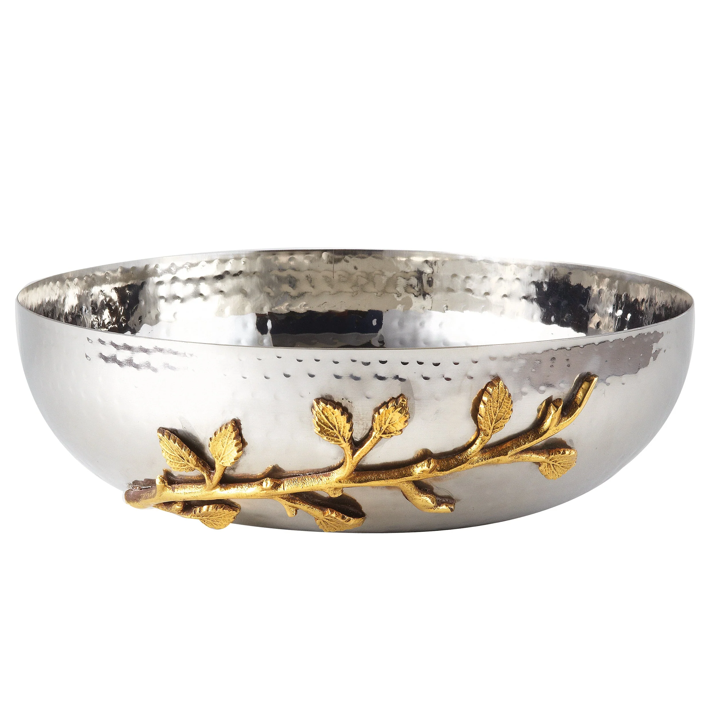 Golden Vine Hammered Bowl, 10" Dia, 3" H