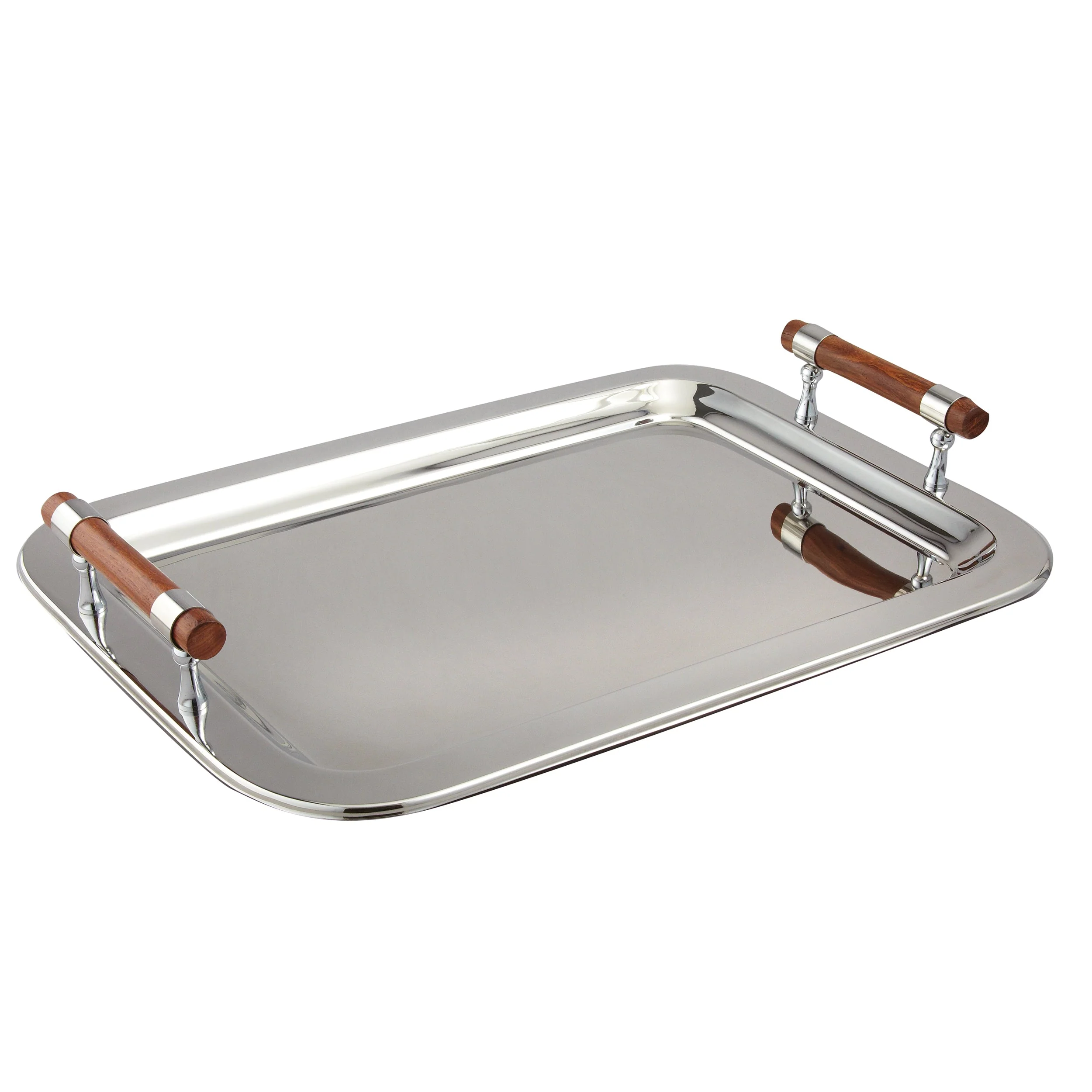Lg Rect Tray w/Wood Handle, 22" x 15.5"