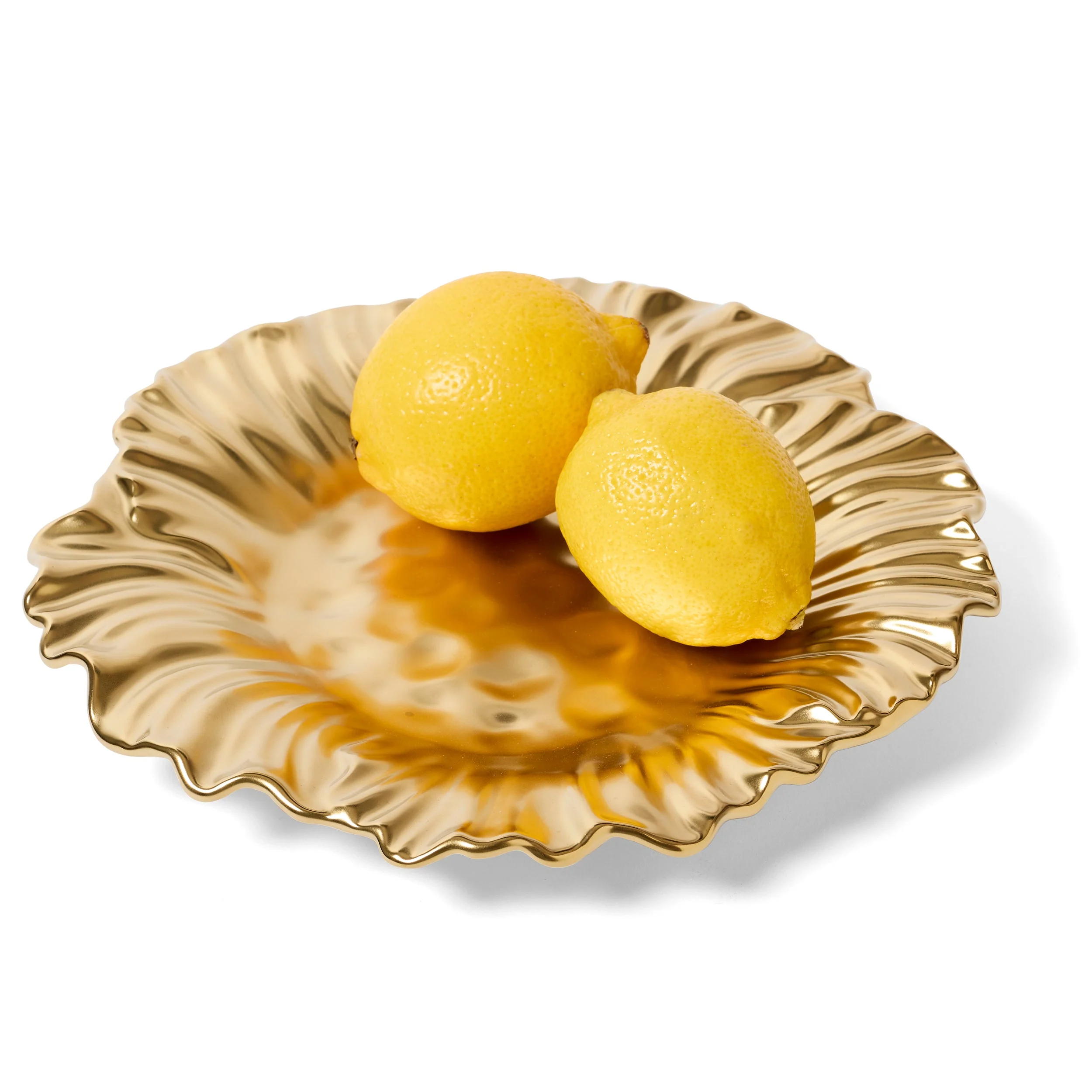 Matte Gold Sunflower Plate, 9" x 8.5" x 1" H