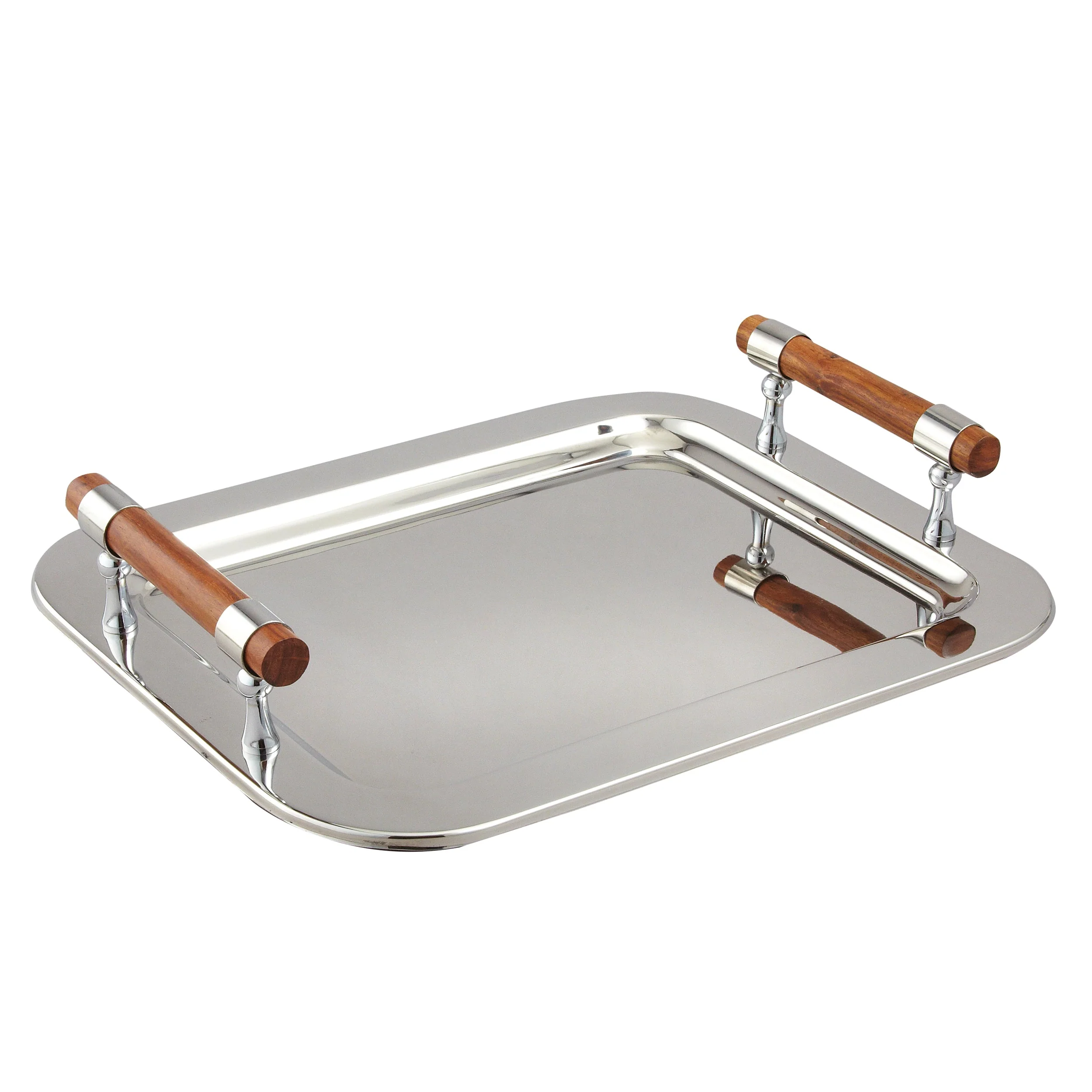 Med Rect Tray w/Wood Handle, 16.5" x 13"