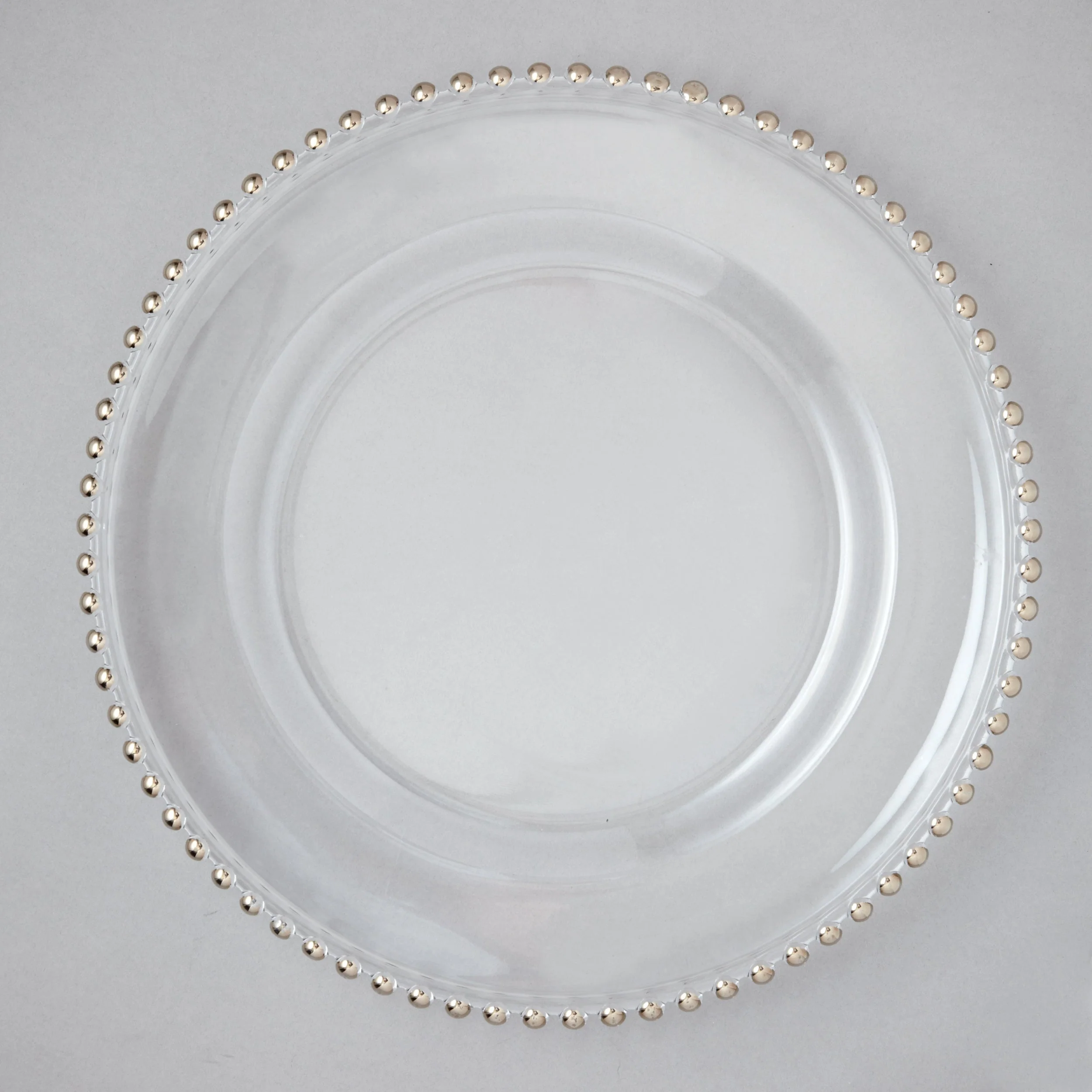 Silver Bead Chargers, Set of 4, 13" Dia