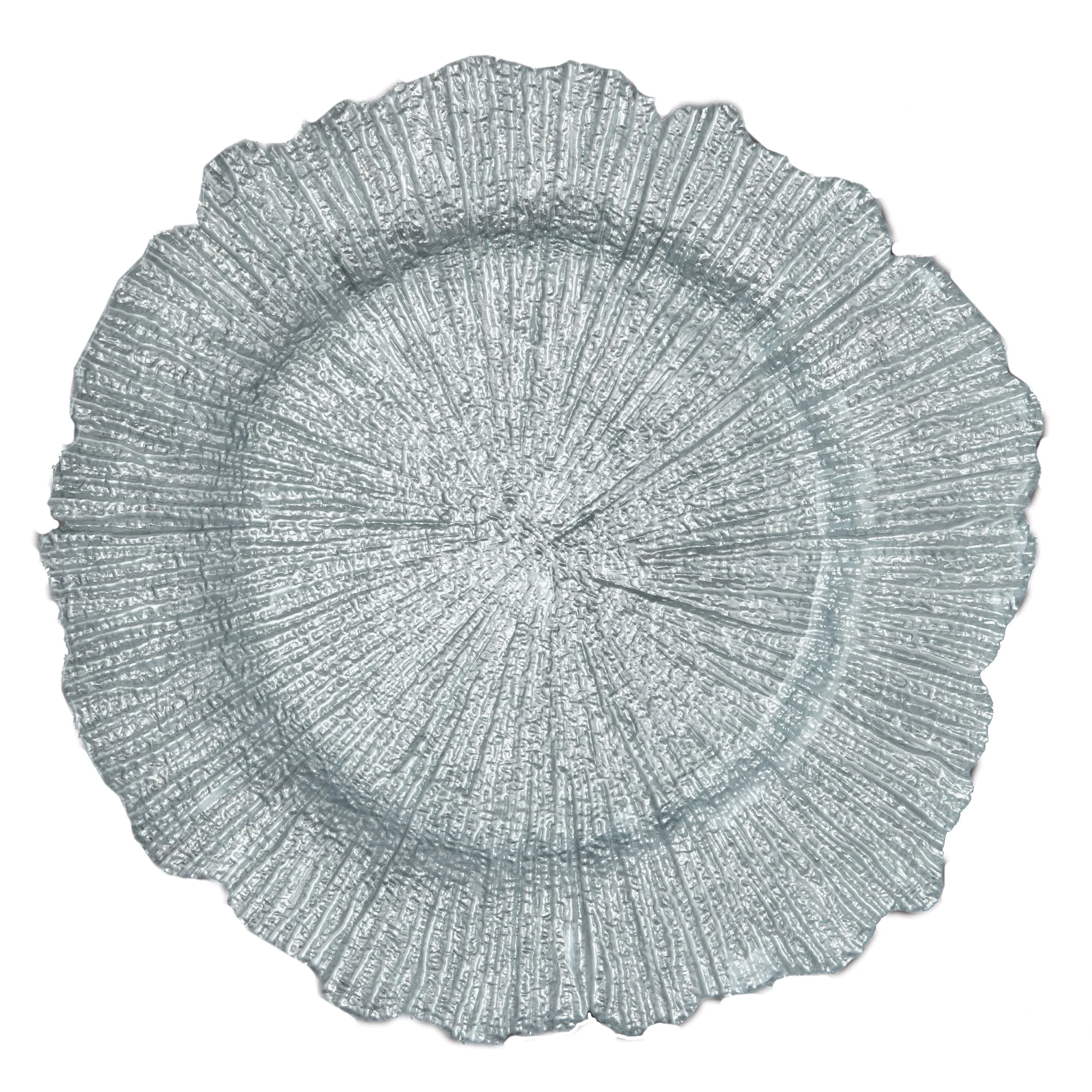 Silver Sea Sponge Chargers, Set of 4, 13" Dia