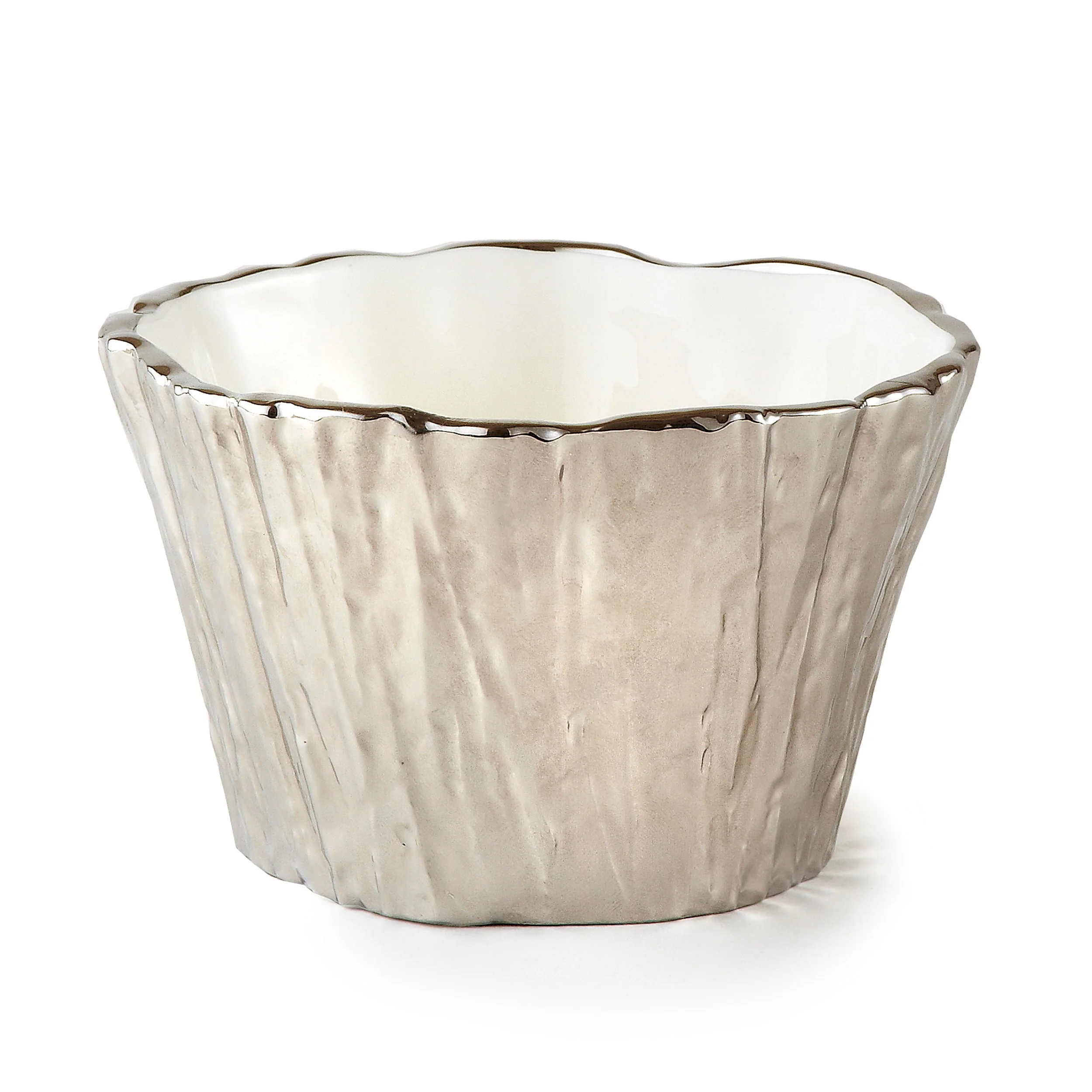 Silver Tree Bark Bowl, 5" Dia x 3" H, 16 oz