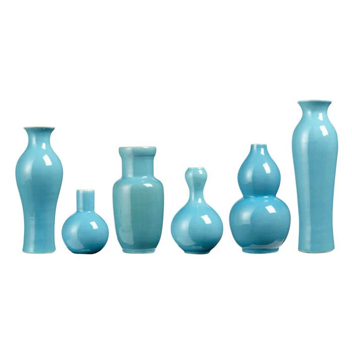 Legend of Asia Assorted Vases Set of 6 - Turquoise Blue
