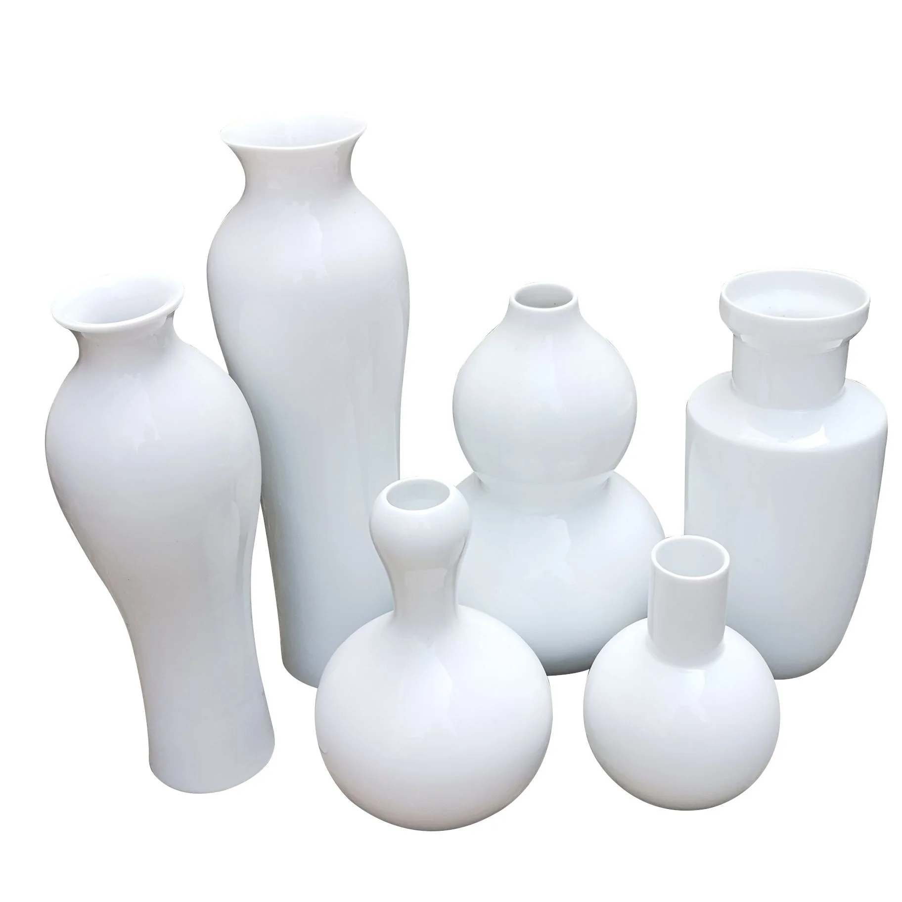 Legend of Asia Assorted Vases Set of 6 - White