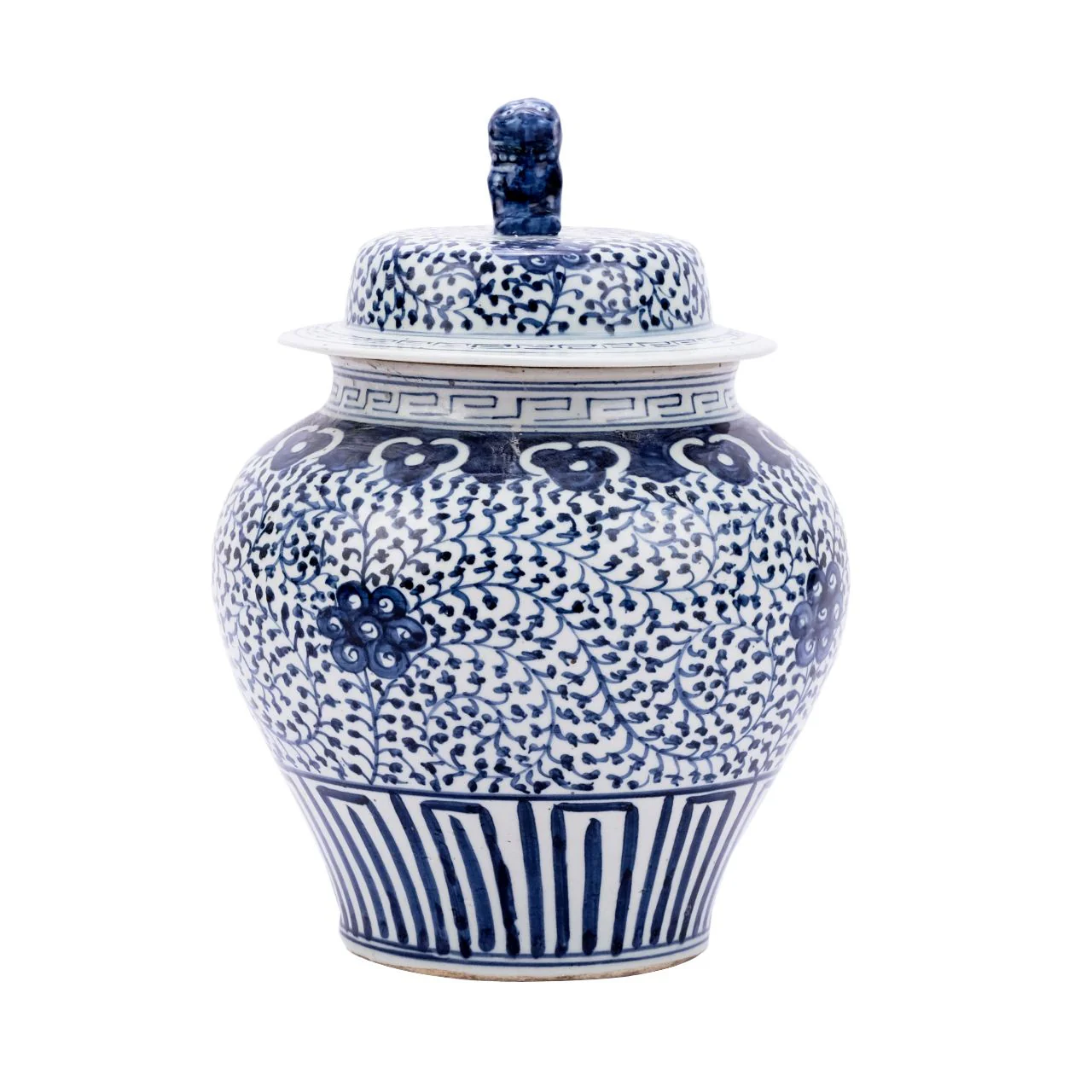 Legend of Asia B&W Curly Vine Ancestor Ginger Jar