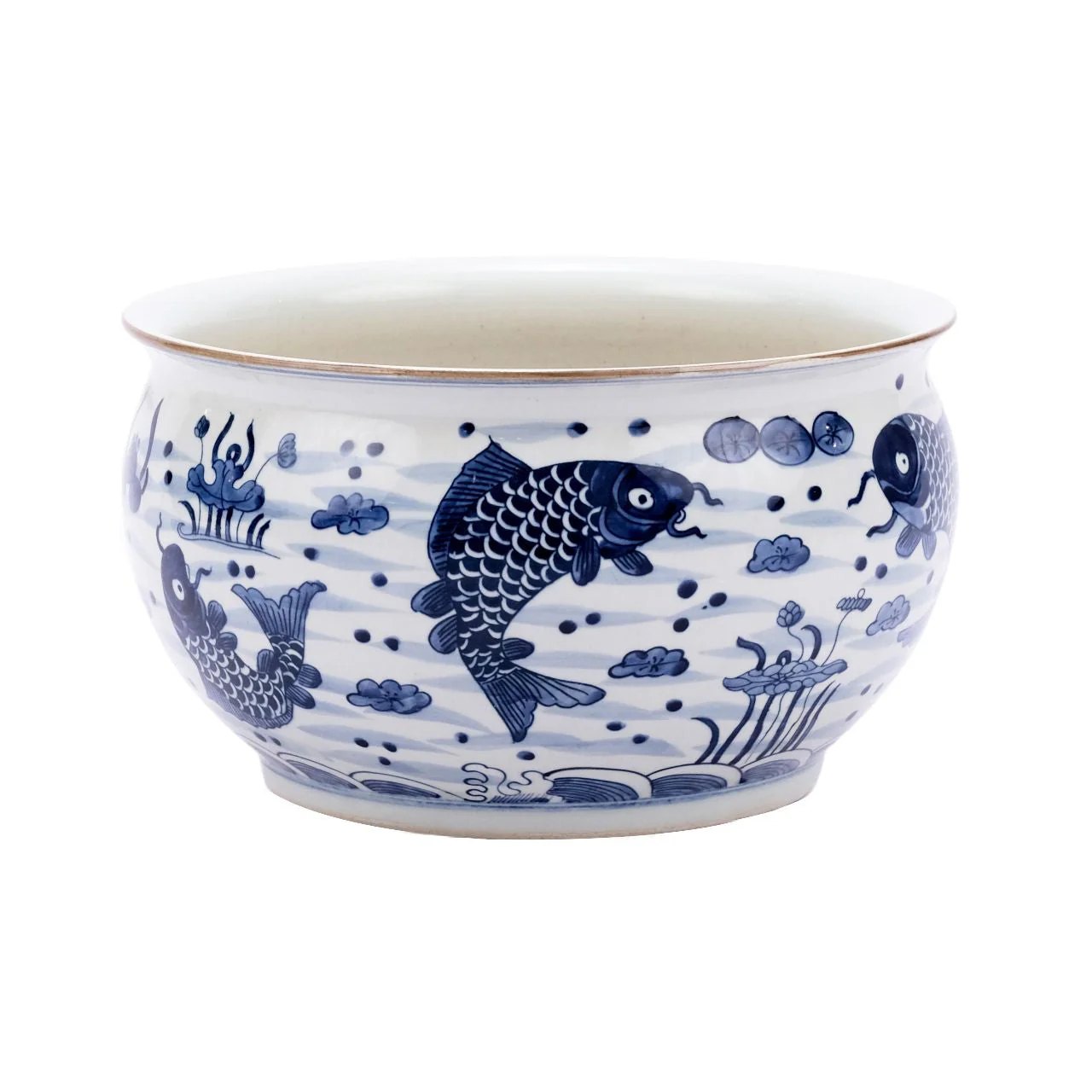 Legend of Asia B&W Fish Motif Orchid Bowl