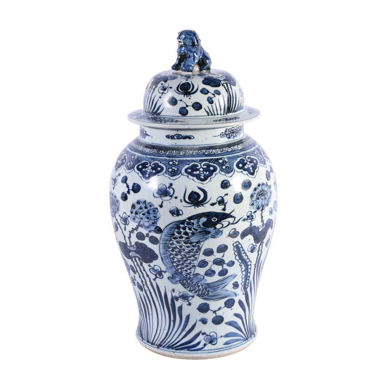 Legend of Asia B&W Fish Temple Jar