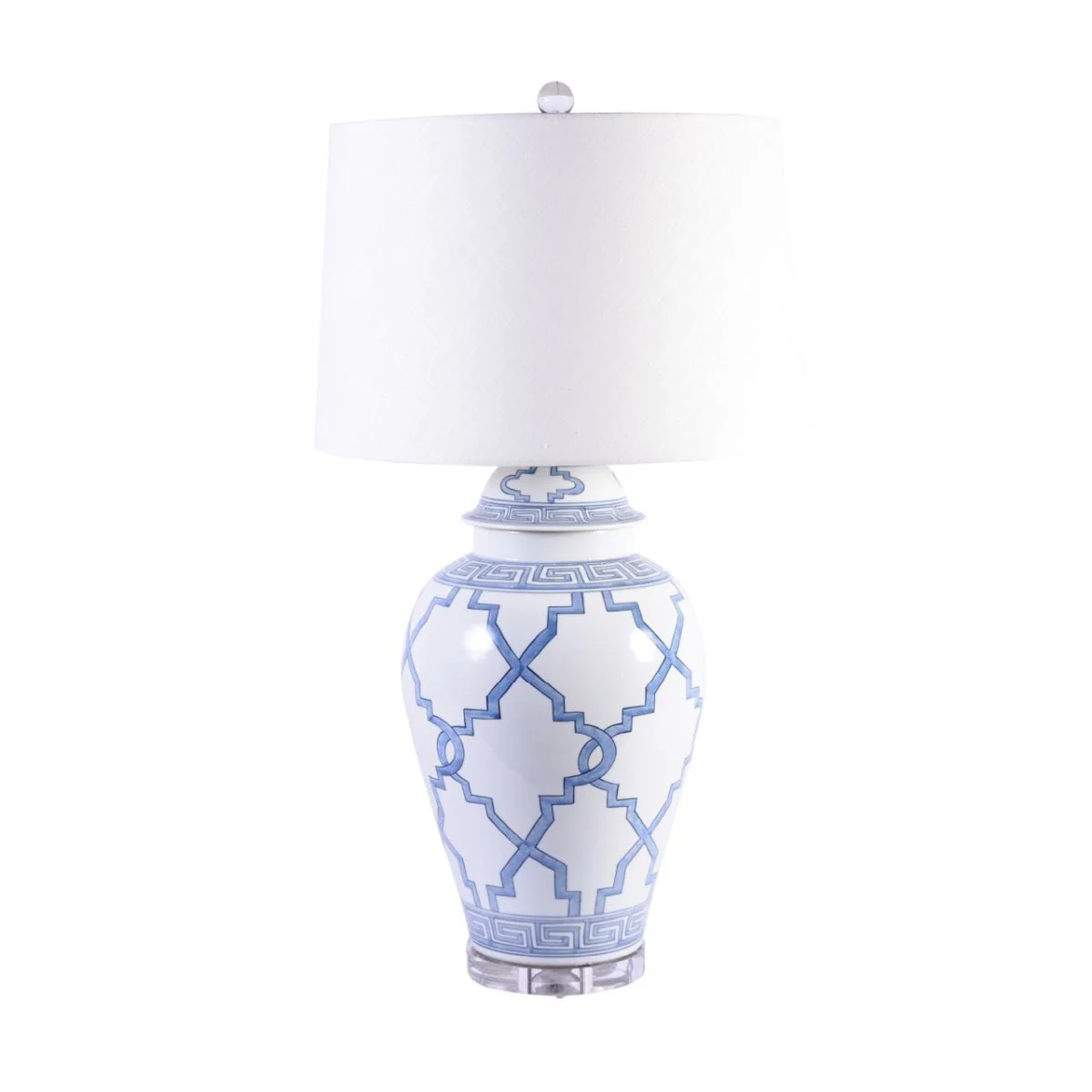 Legend of Asia B&W Greek Key Grids Lamp