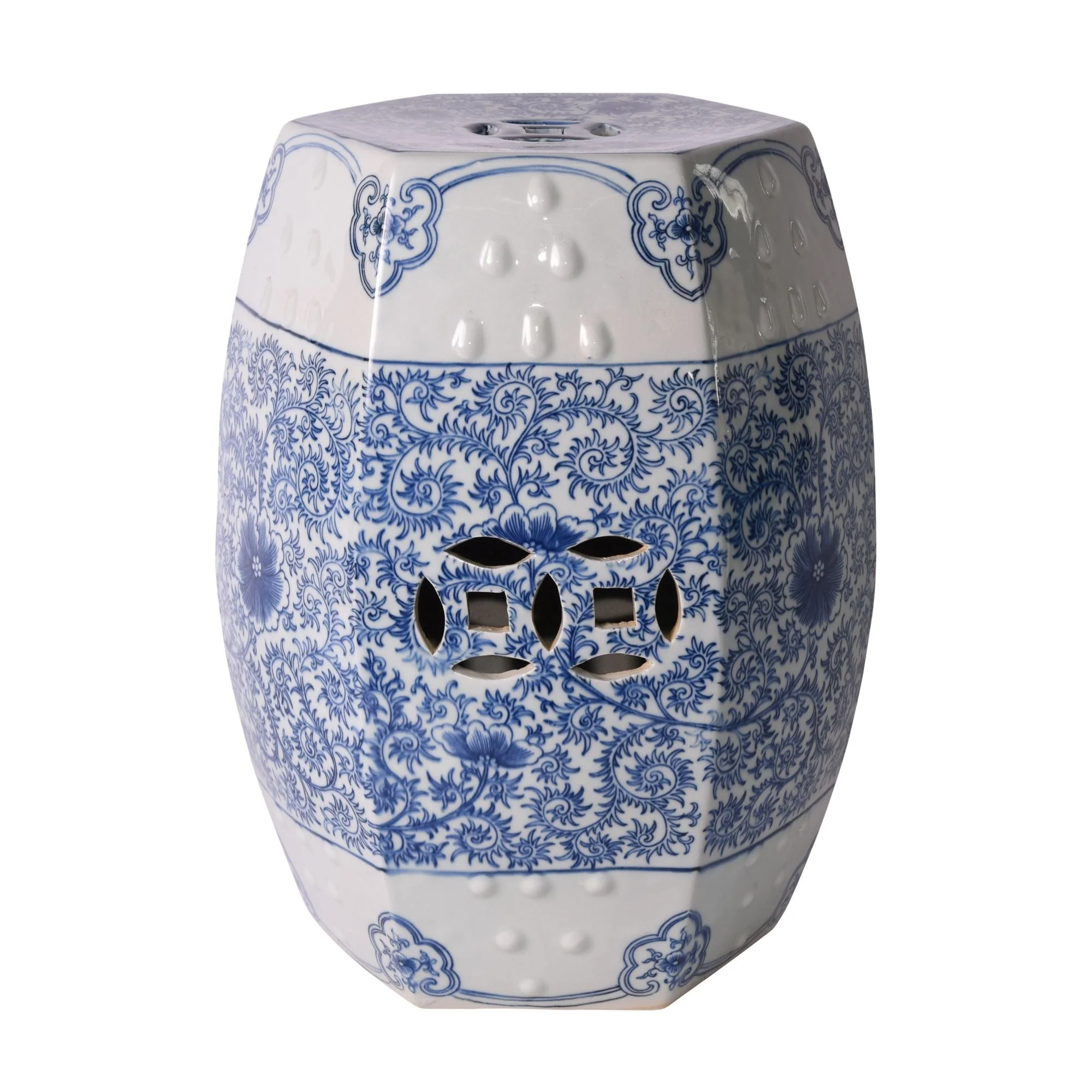 Legend of Asia B&W Hexagonal Lotus Stool