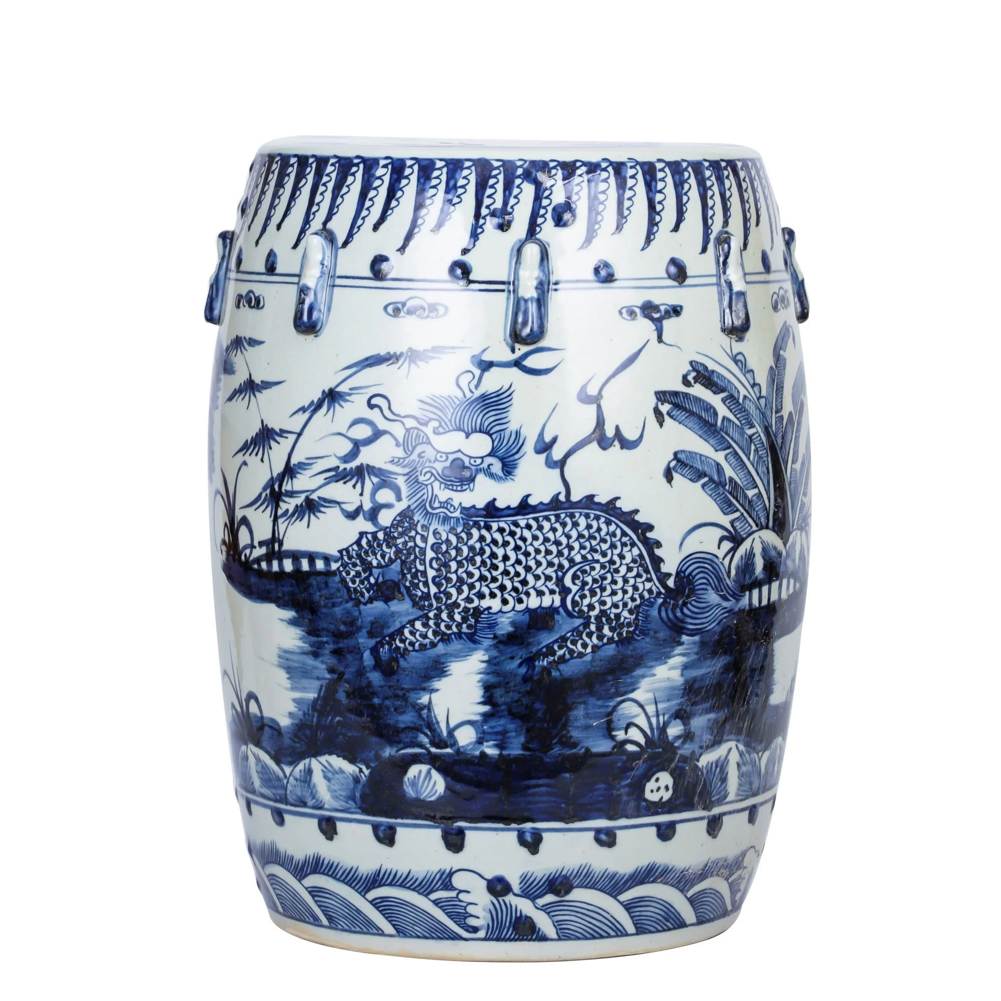 Legend of Asia B&W Kylin Garden Stool
