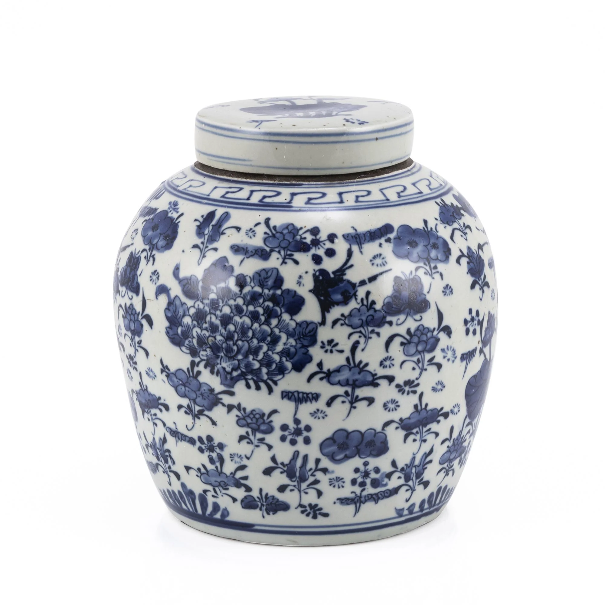 Legend of Asia B&W Swallows & Flowers Ancestor Jar - S