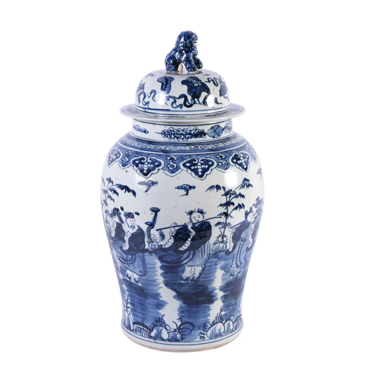 Legend of Asia B&W Temple Jar W/ 8 Immortals Motif