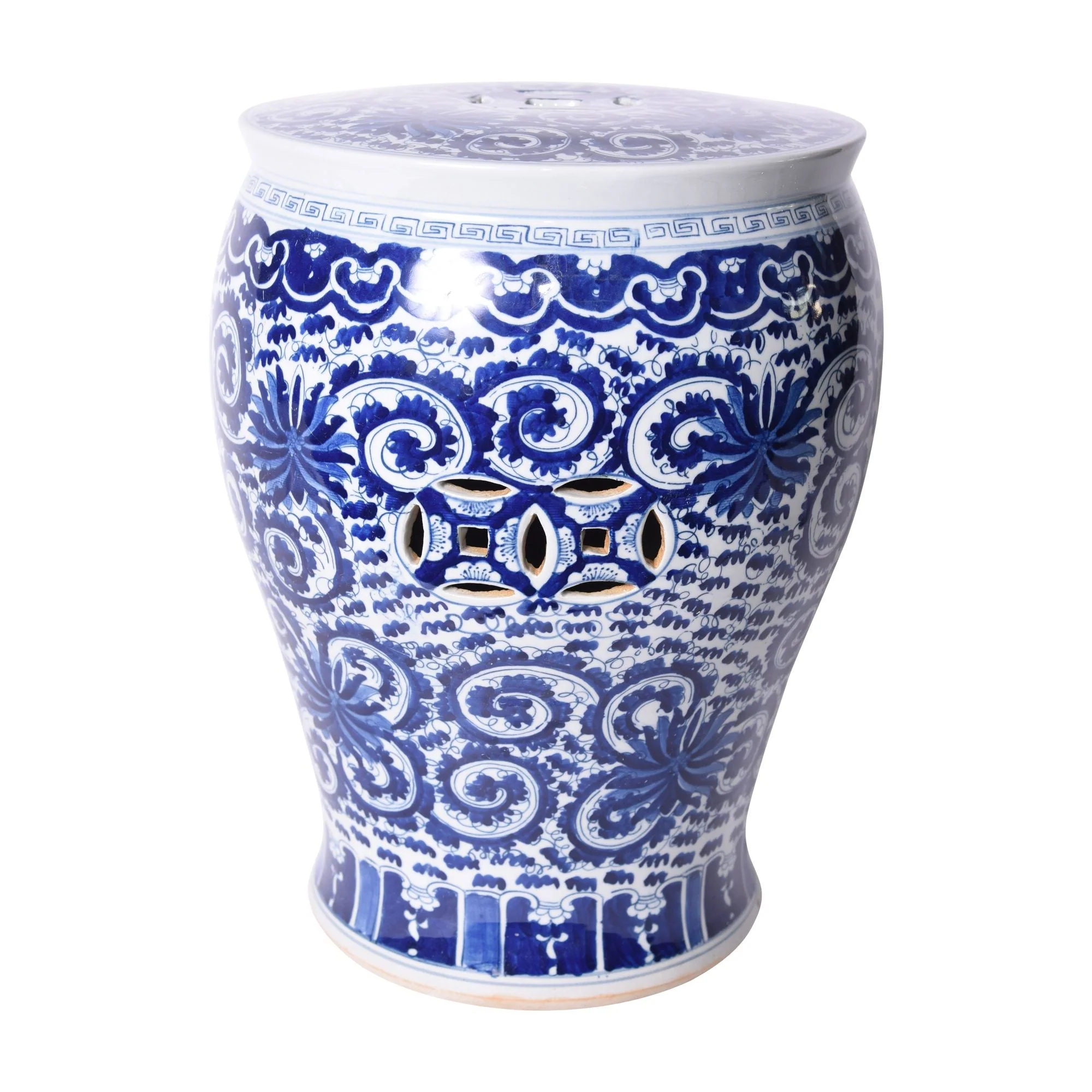 Legend of Asia B&W Twisted Lotus Drum Stool