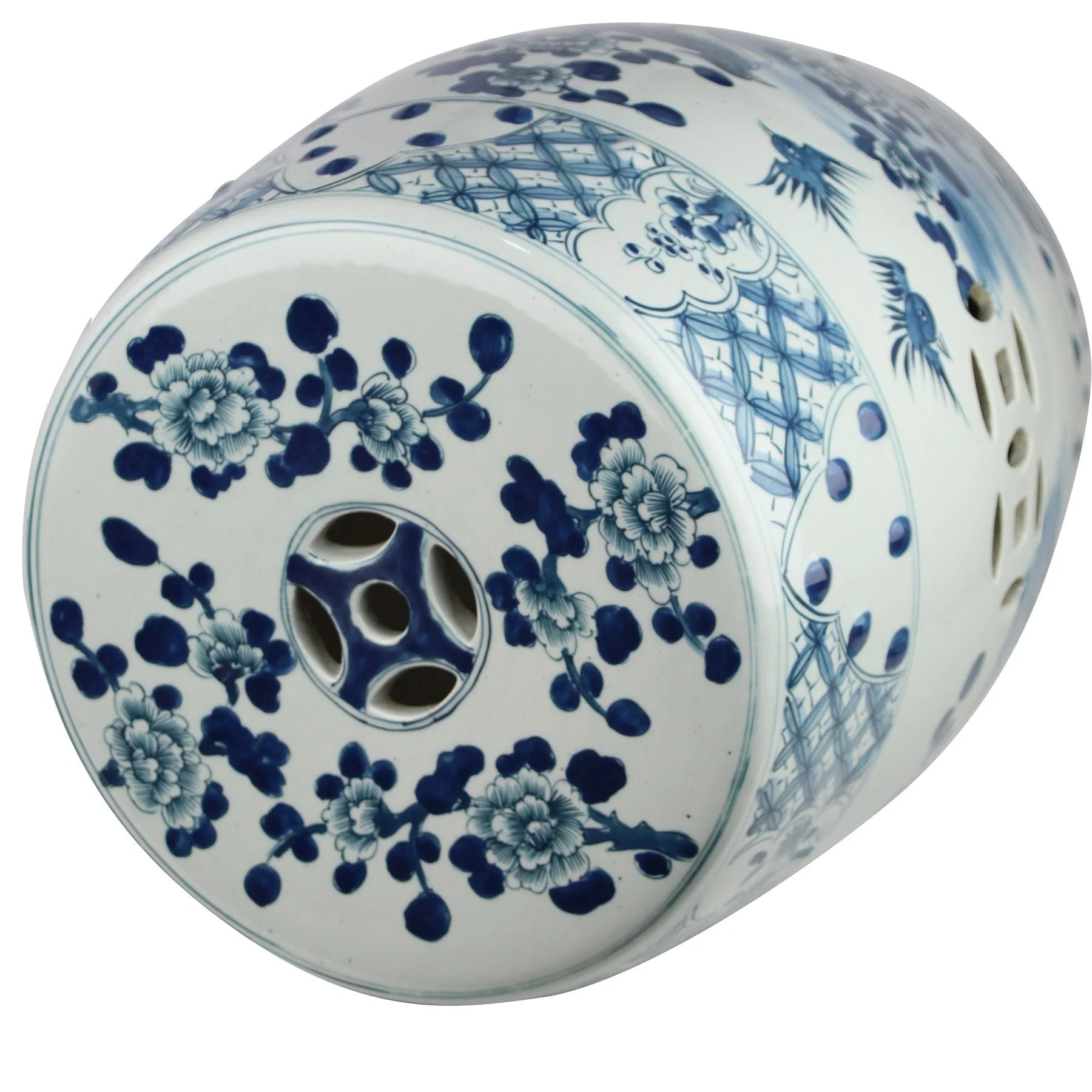 Legend of Asia B&W Village Flower Bird Garden Stool - Image 3