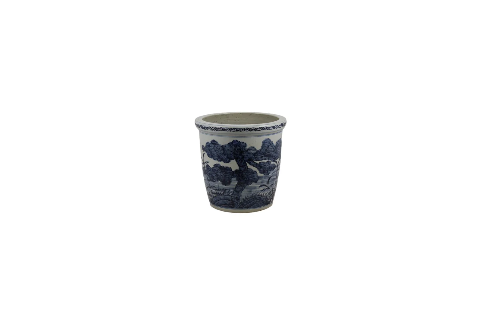 Barclay Butera Couture Blue And White Porcelain Planter Cherry Blossom Motif - Image 3