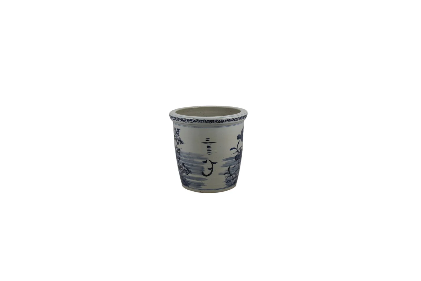 Barclay Butera Couture Blue And White Porcelain Planter Cherry Blossom Motif - Image 4