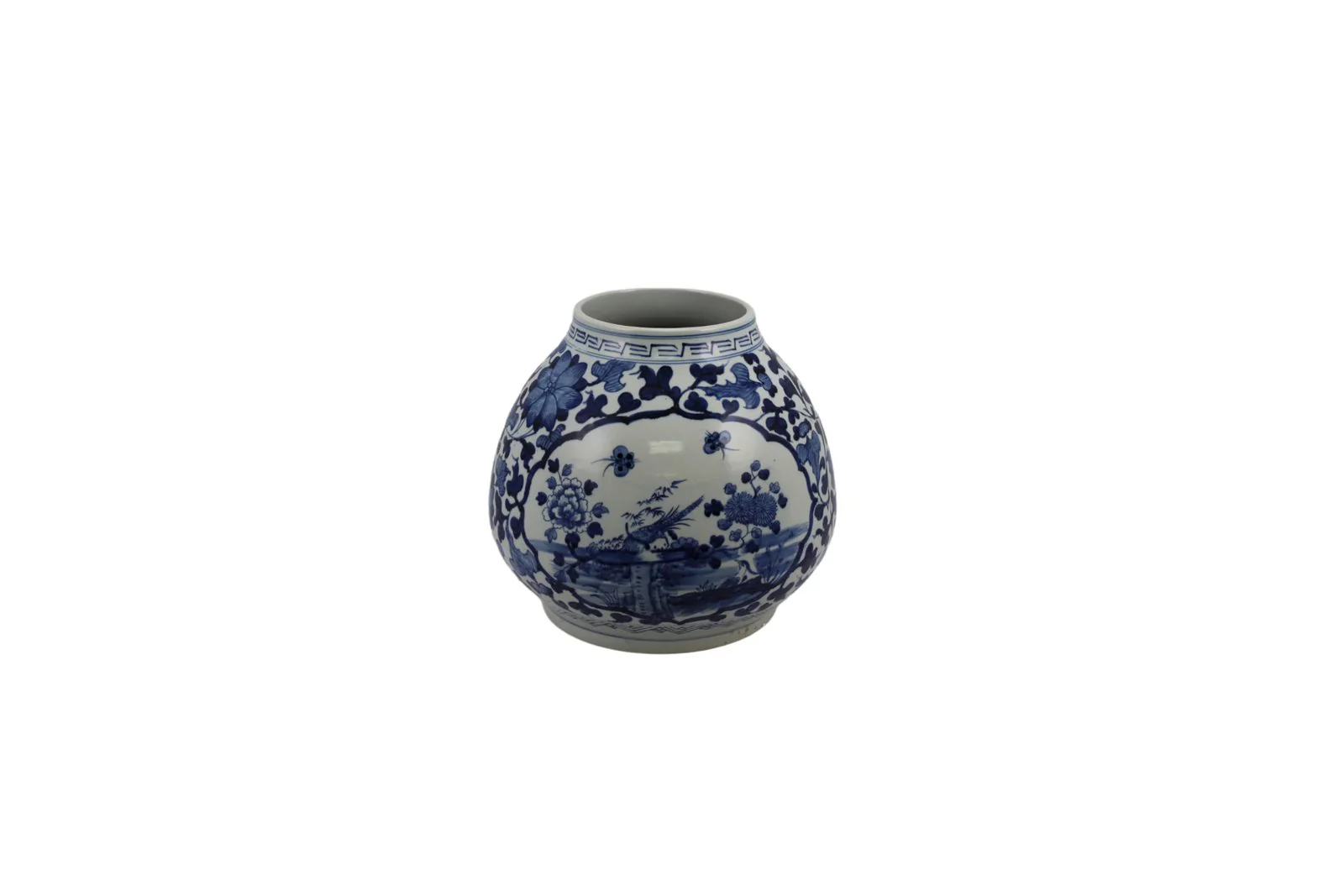 Barclay Butera Couture Blue & White Porcelain Mandarin Pot Floral Medallion Frame Landscape Motif - Image 2