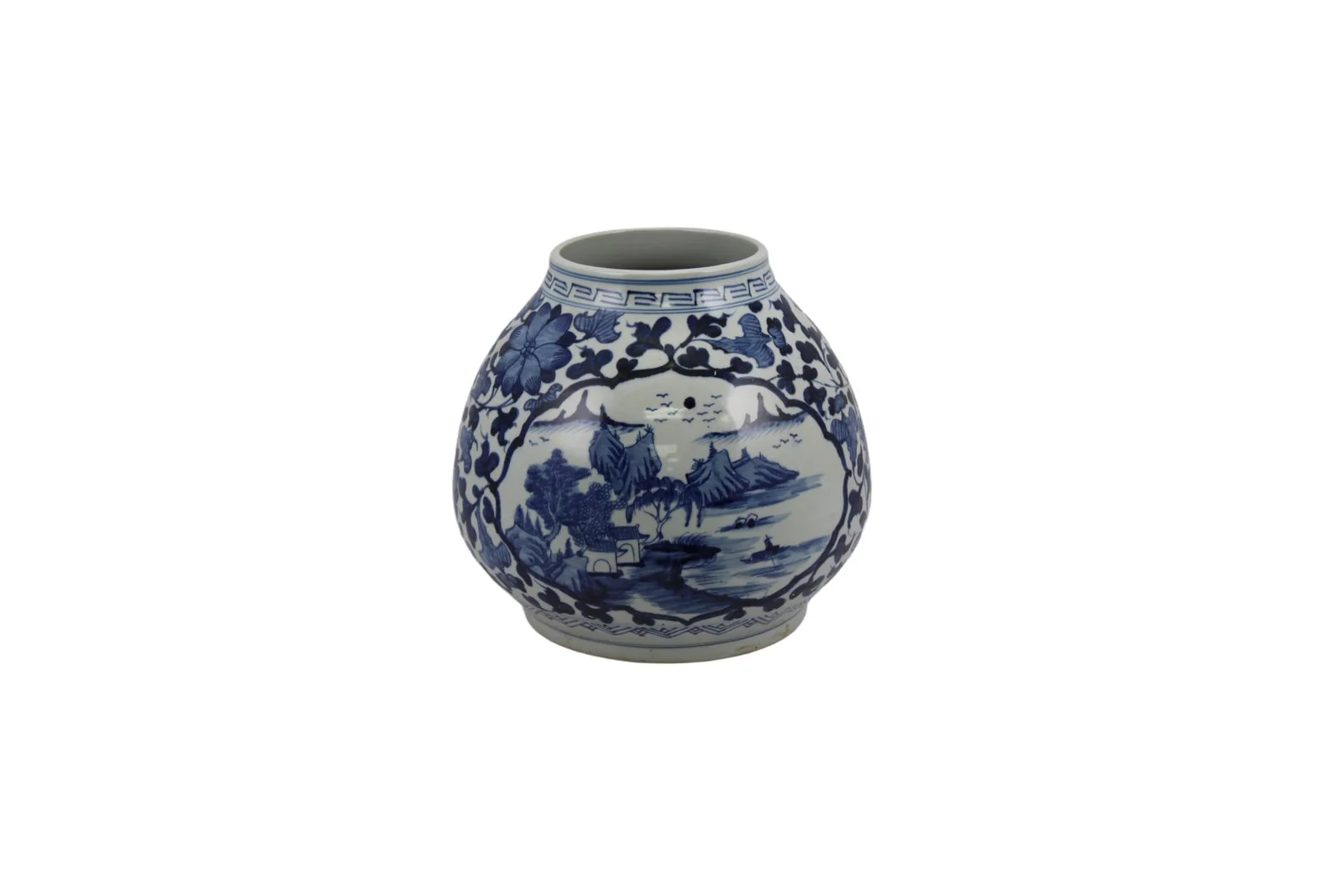 Barclay Butera Couture Blue & White Porcelain Mandarin Pot Floral Medallion Frame Landscape Motif - Image 4