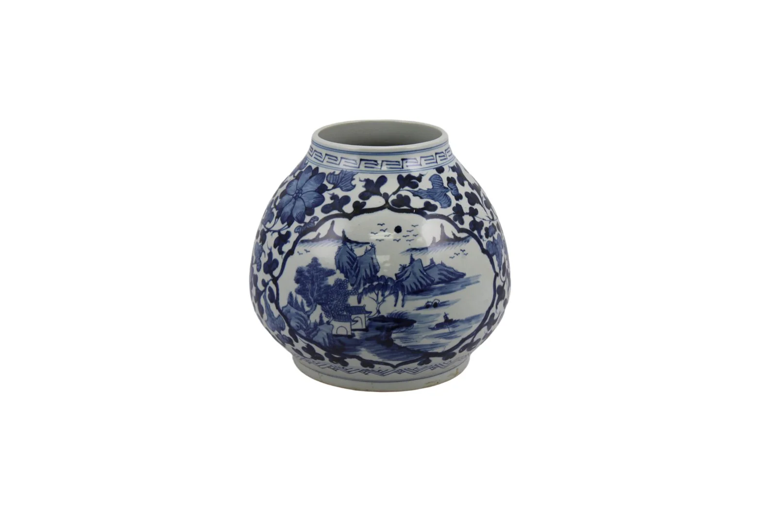 Barclay Butera Couture Blue & White Porcelain Mandarin Pot Floral Medallion Frame Landscape Motif - Image 5