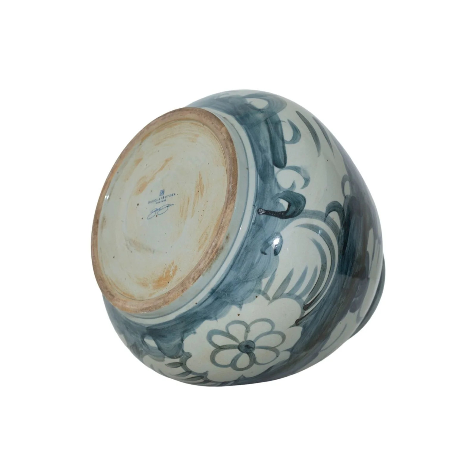 Barclay Butera Couture Blue & White Porcelain Mandarin Pot Sea Flower Motif - Image 2