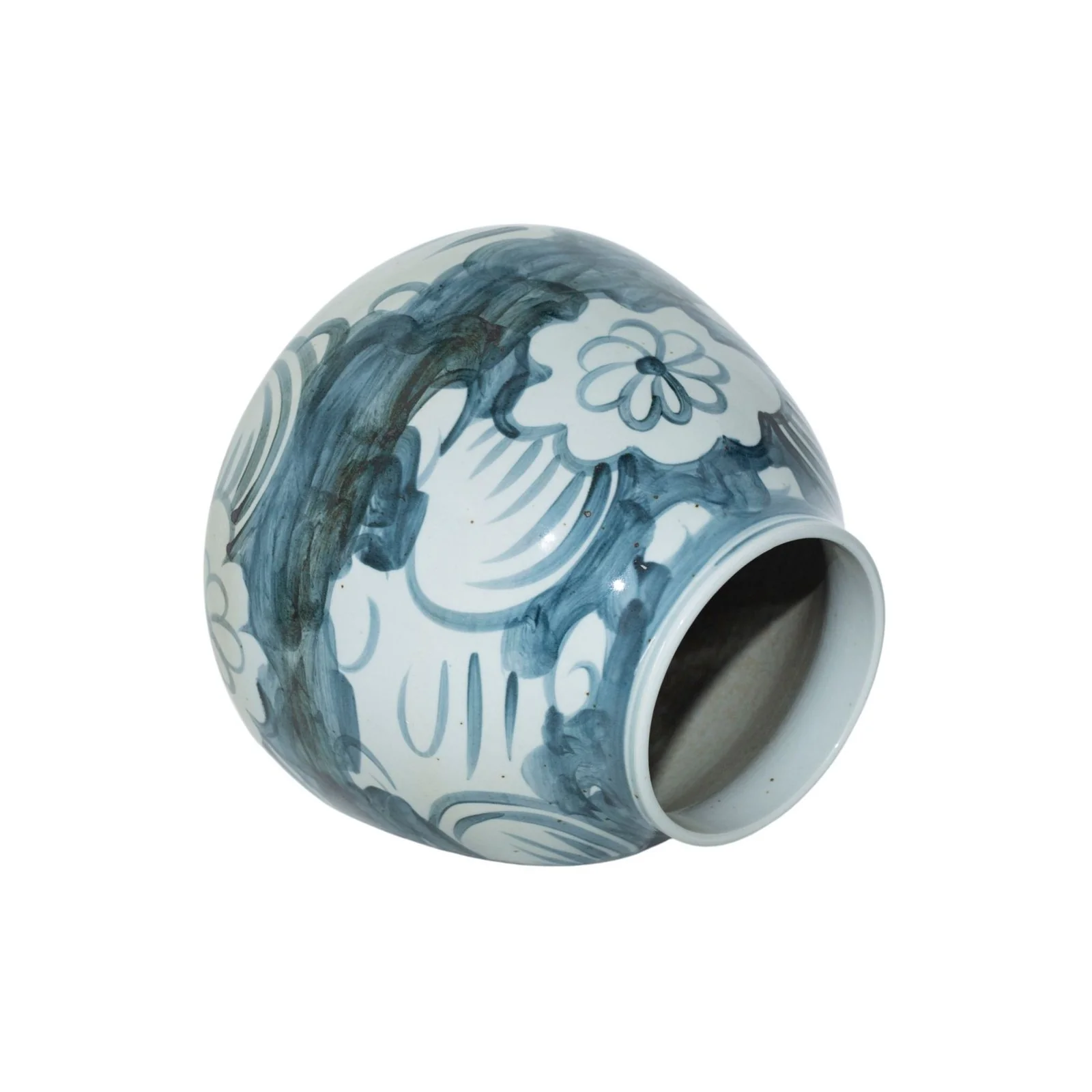 Barclay Butera Couture Blue & White Porcelain Mandarin Pot Sea Flower Motif - Image 3