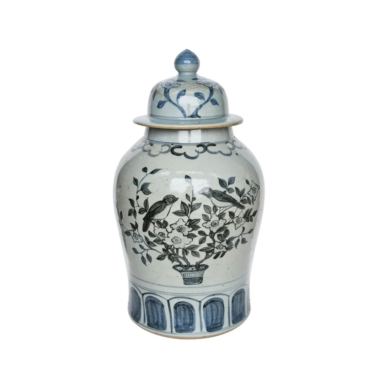 Barclay Butera Couture Blue & White Porcelain Temple Jar English Garden Large