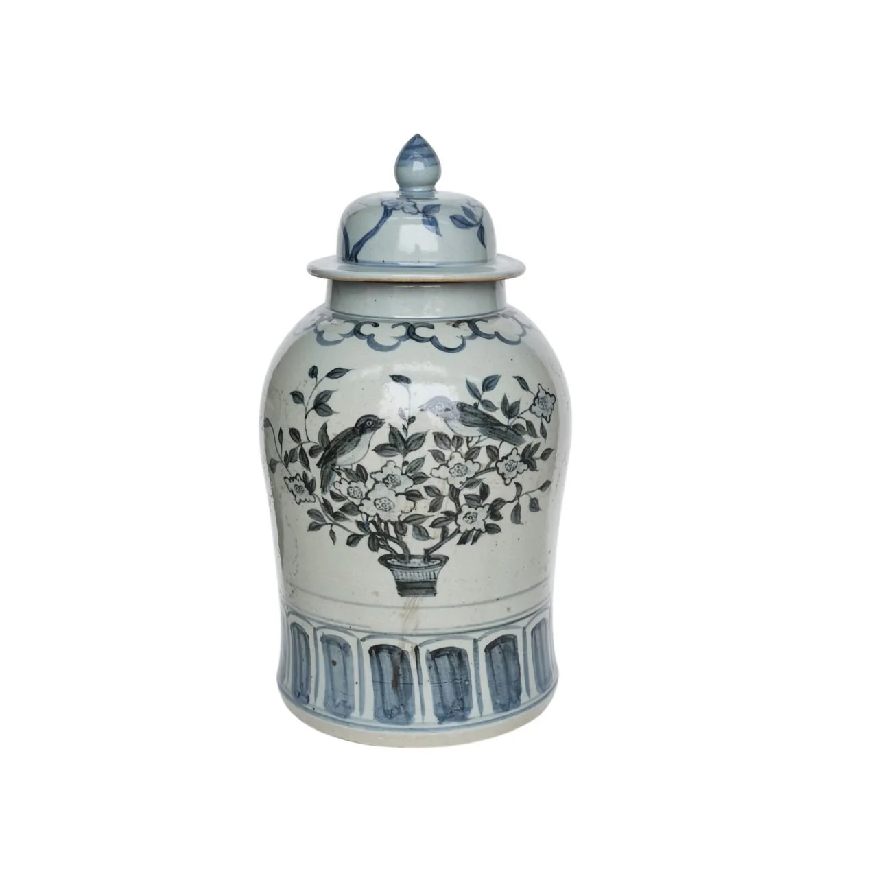 Barclay Butera Couture Blue & White Porcelain Temple Jar English Garden Medium