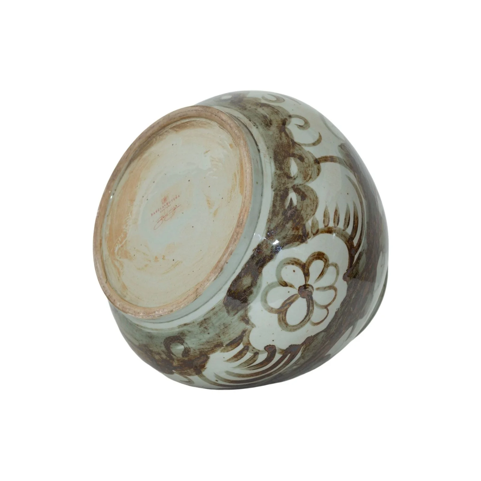 Barclay Butera Couture Brown & White Porcelain Mandarin Pot Sea Flower Motif - Image 3