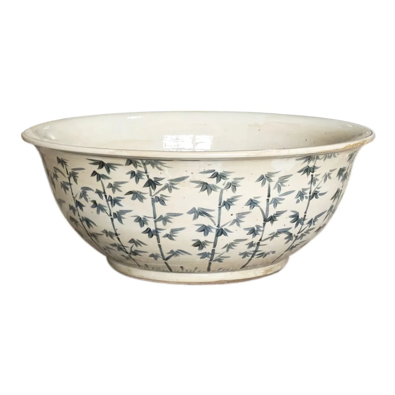 Barclay Butera Couture Graceful Bamboo Large Blue & White Porcelain Bowl