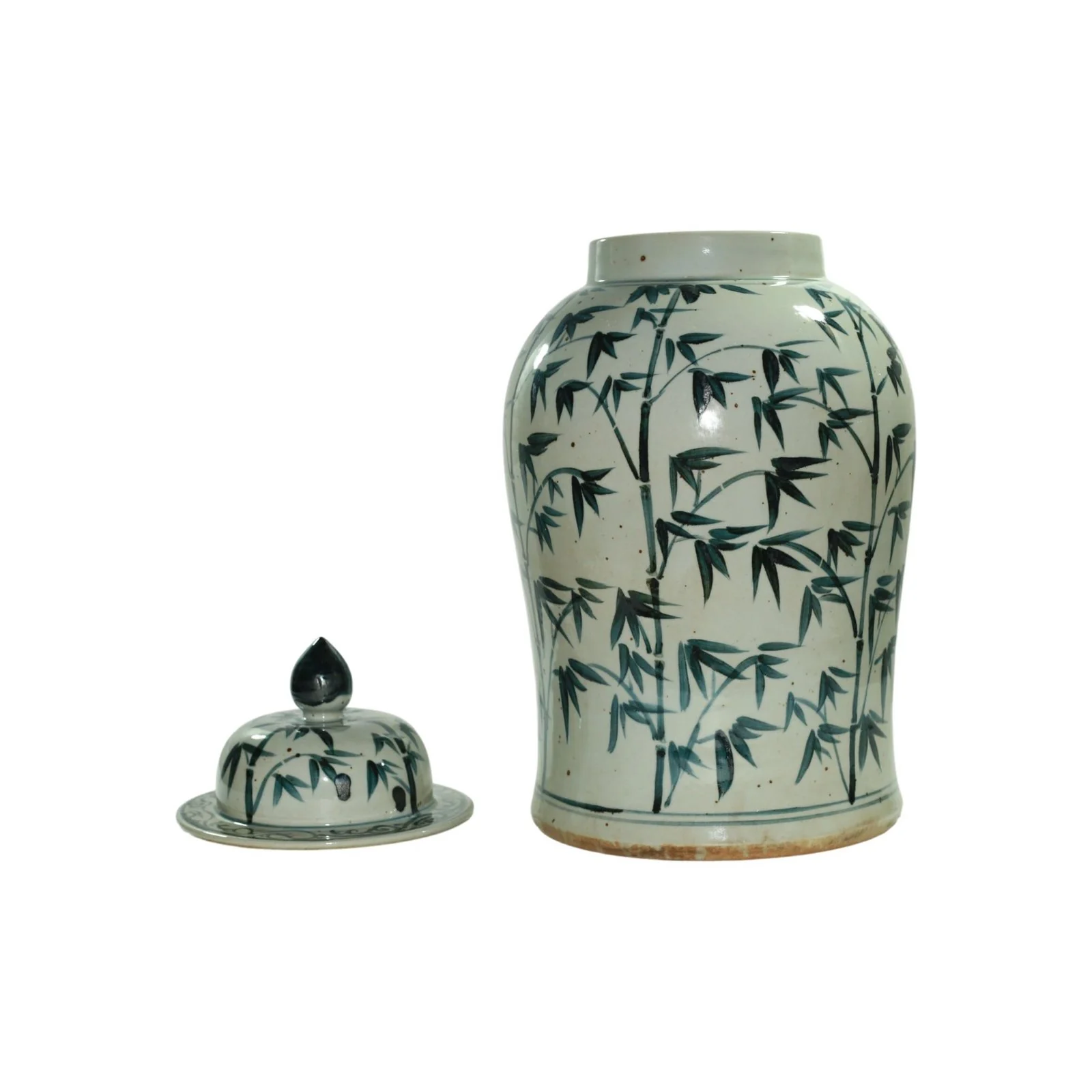Barclay Butera Couture Graceful Bamboo Large Blue & White Porcelain Temple Jar - Image 2