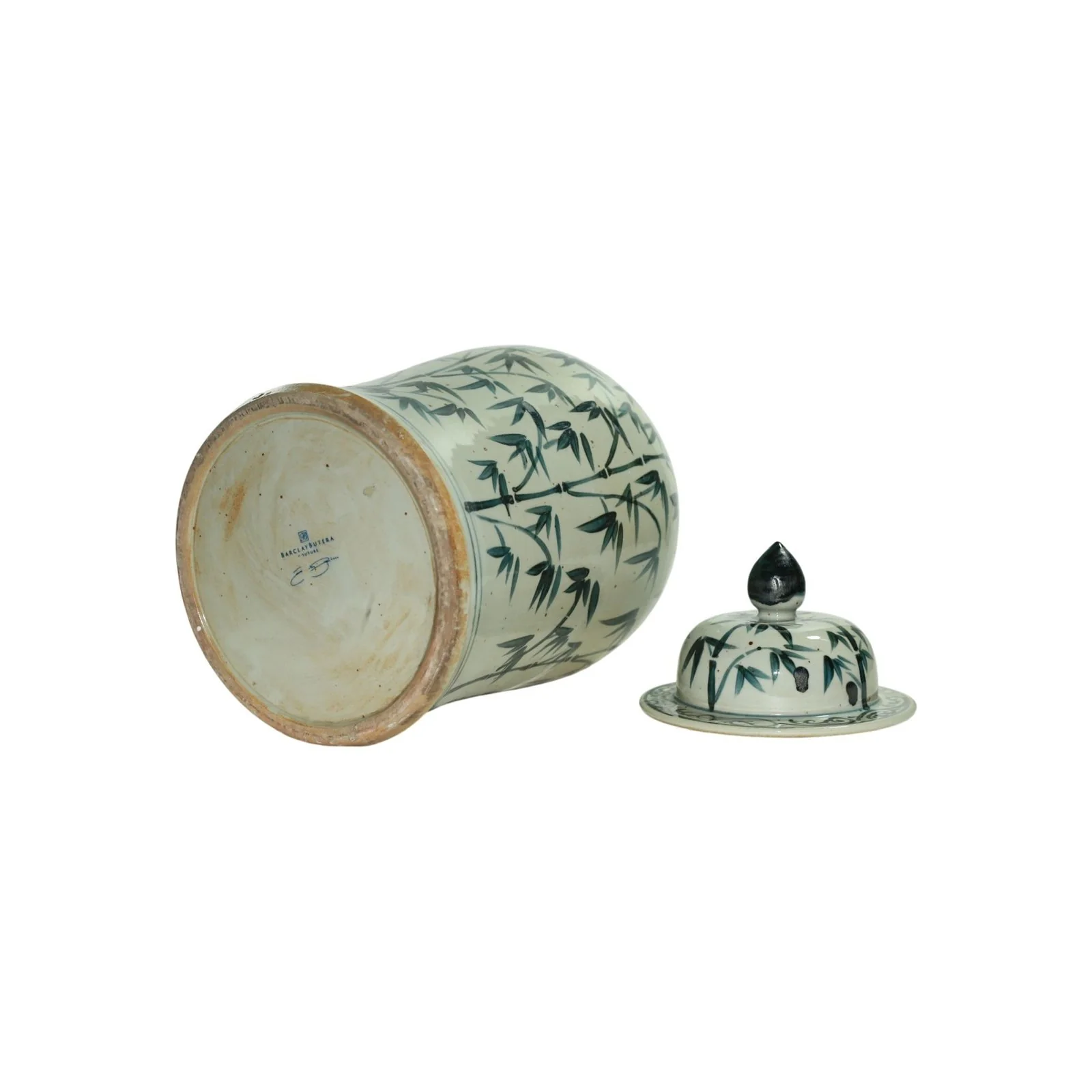 Barclay Butera Couture Graceful Bamboo Large Blue & White Porcelain Temple Jar - Image 4
