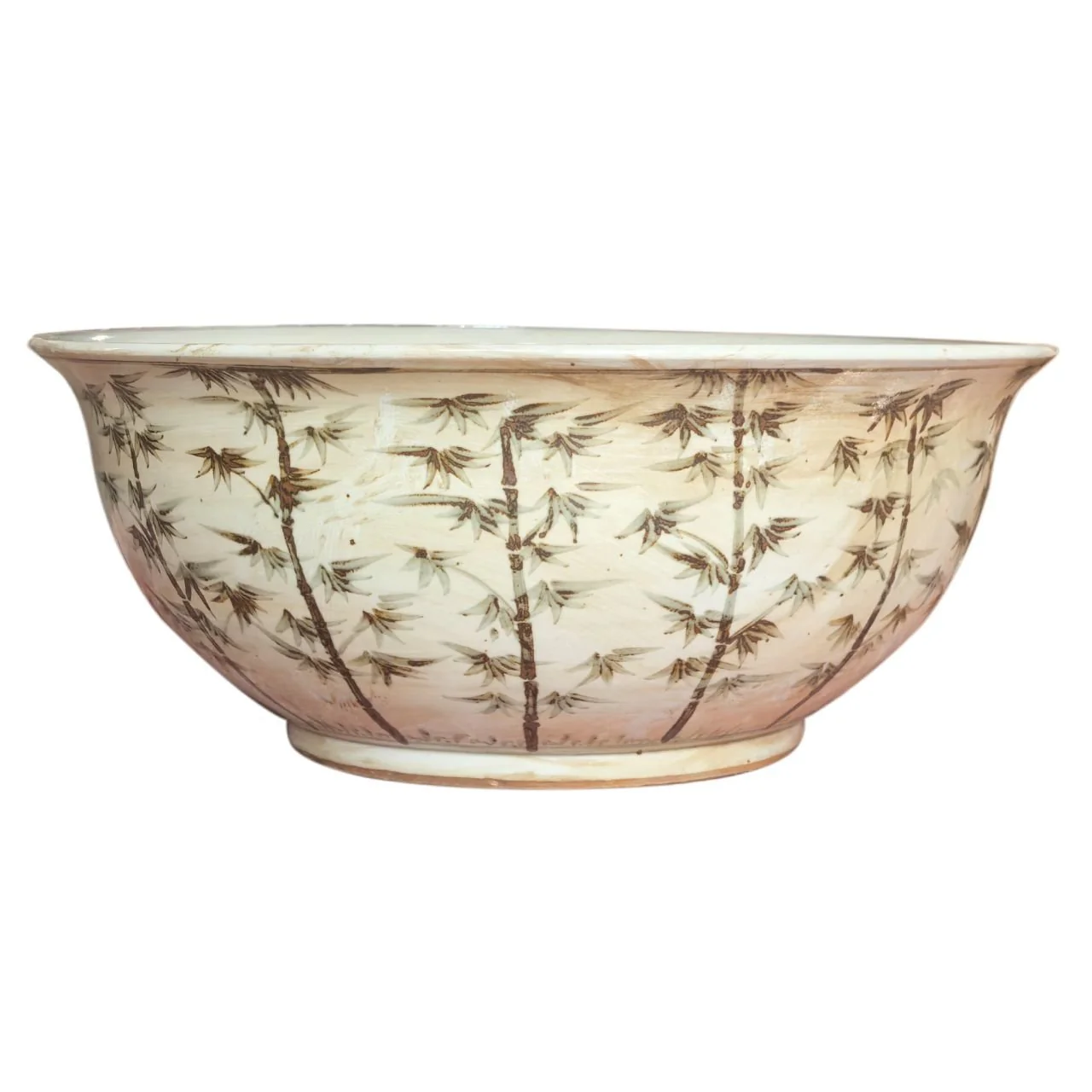Barclay Butera Couture Graceful Bamboo Large Brown & White Porcelain Bowl
