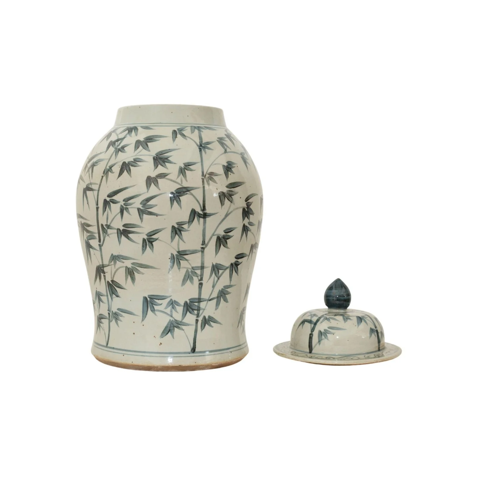 Barclay Butera Couture Graceful Bamboo Medium Blue & White Porcelain Temple Jar - Image 2