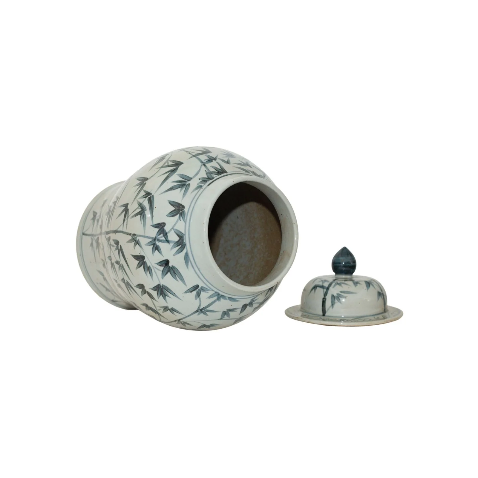 Barclay Butera Couture Graceful Bamboo Medium Blue & White Porcelain Temple Jar - Image 3
