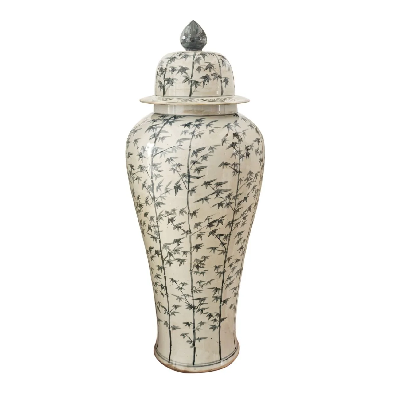 Barclay Butera Couture Graceful Bamboo XL Blue & White Porcelain Temple Jar