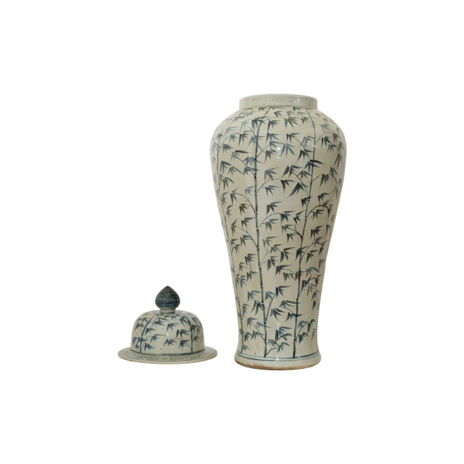 Barclay Butera Couture Graceful Bamboo XL Blue & White Porcelain Temple Jar - Image 2