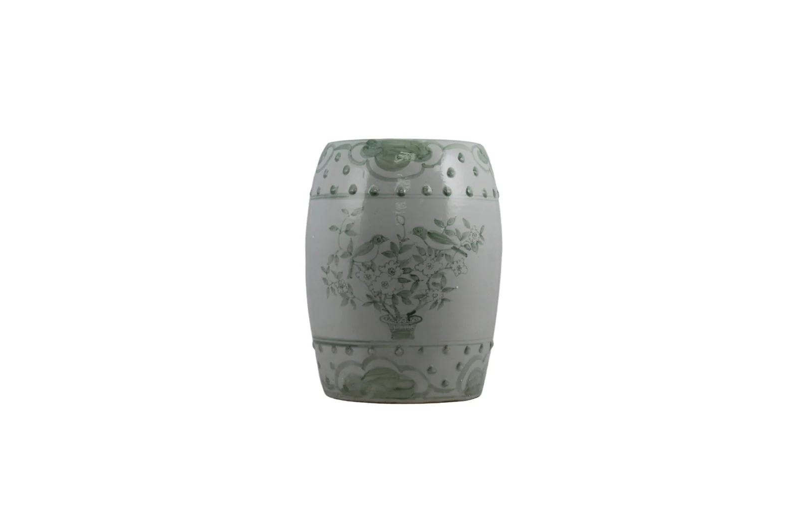 Barclay Butera Couture Moss Green English Garden Garden Porcelain Stool