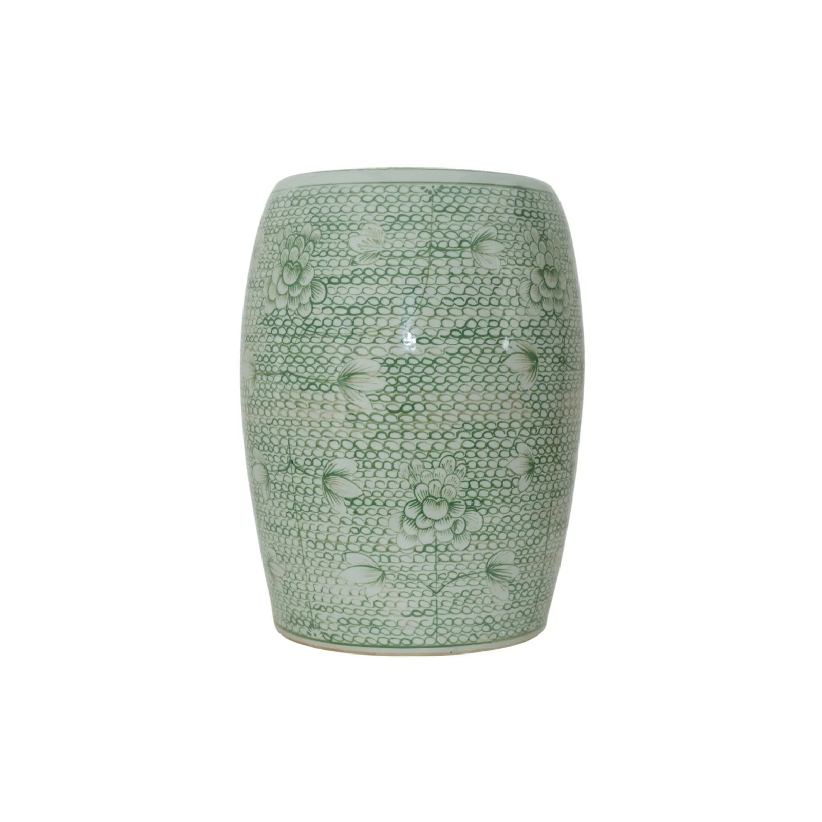 Barclay Butera Couture Moss Green Porcelain Garden Stool Twisted Lotus