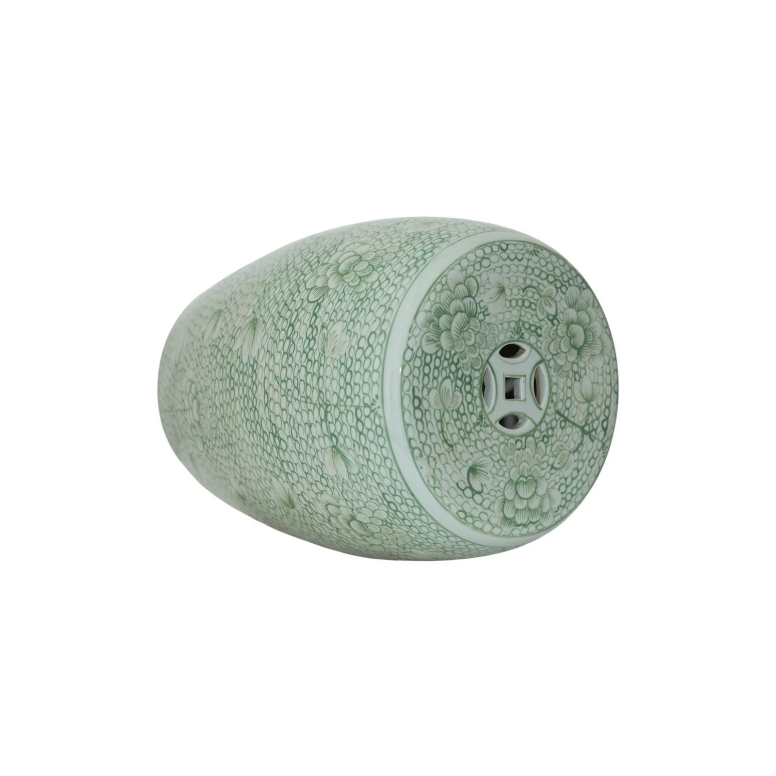 Barclay Butera Couture Moss Green Porcelain Garden Stool Twisted Lotus - Image 2