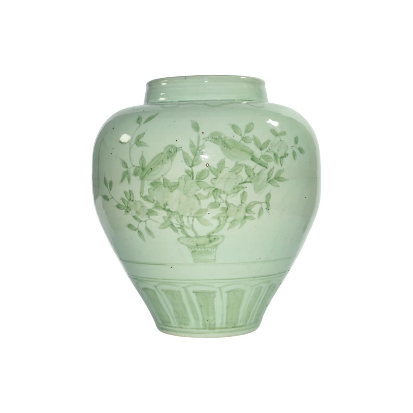 Barclay Butera Couture Moss Green Porcelain Open Top Jar English Garden