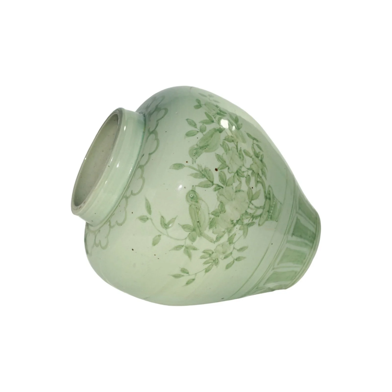 Barclay Butera Couture Moss Green Porcelain Open Top Jar English Garden - Image 3